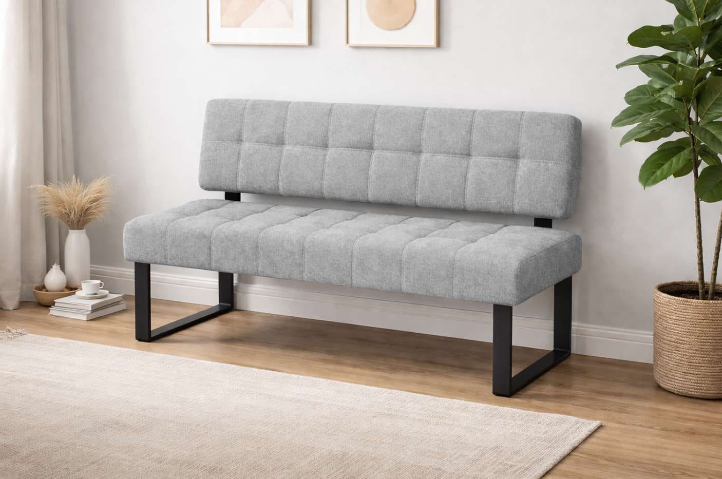 Home affaire Esszimmerstuhl »Mia Essstuhl, Wohnstuhl, Polsterstuhl, 4-Fussstuhl« (Set) 2 Stk.mit schwarz pulverbeschichteten Metallbeinen, gepolstert, modern