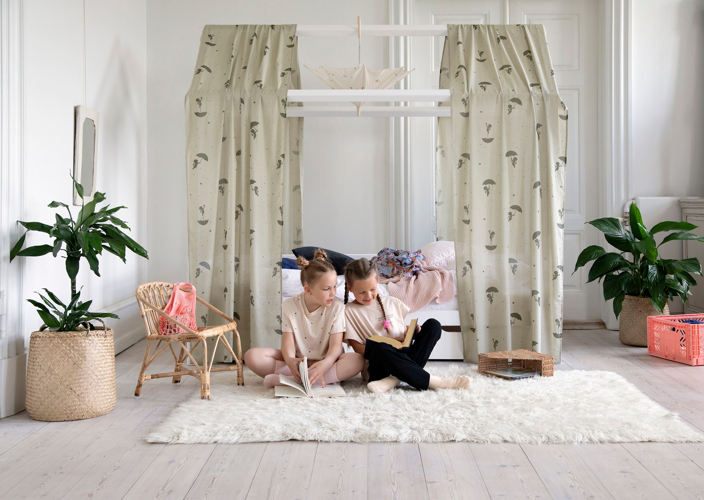 Hoppekids Lit d'enfant »ECO Dream« lit maison avec toit 90x200 massif blanc