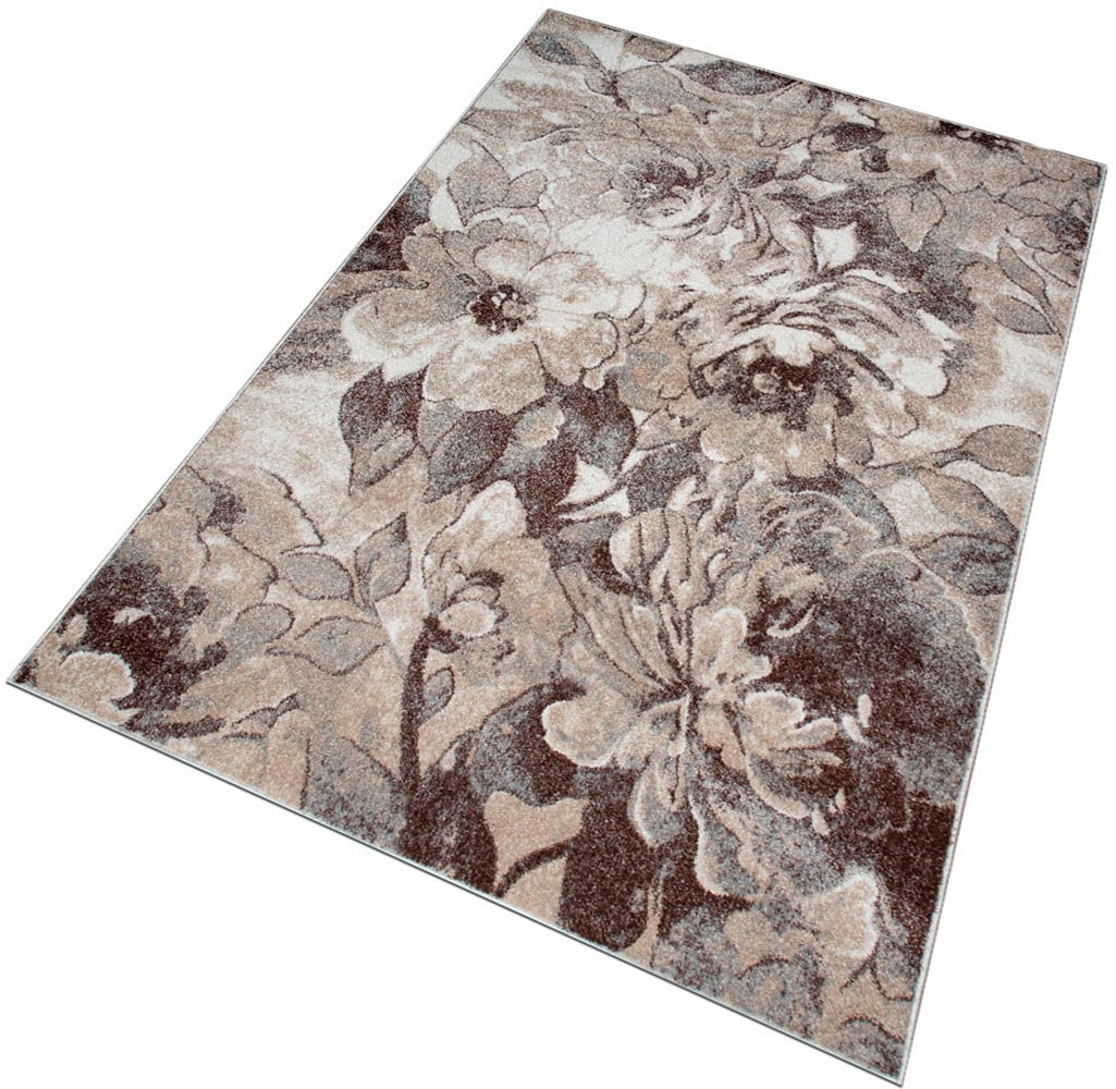 GOODproduct Teppich »Almrose« rechteckig 9 mm Höhe mit besonders weichem Flor, Blumen Muster, florales Design, Kurzflor