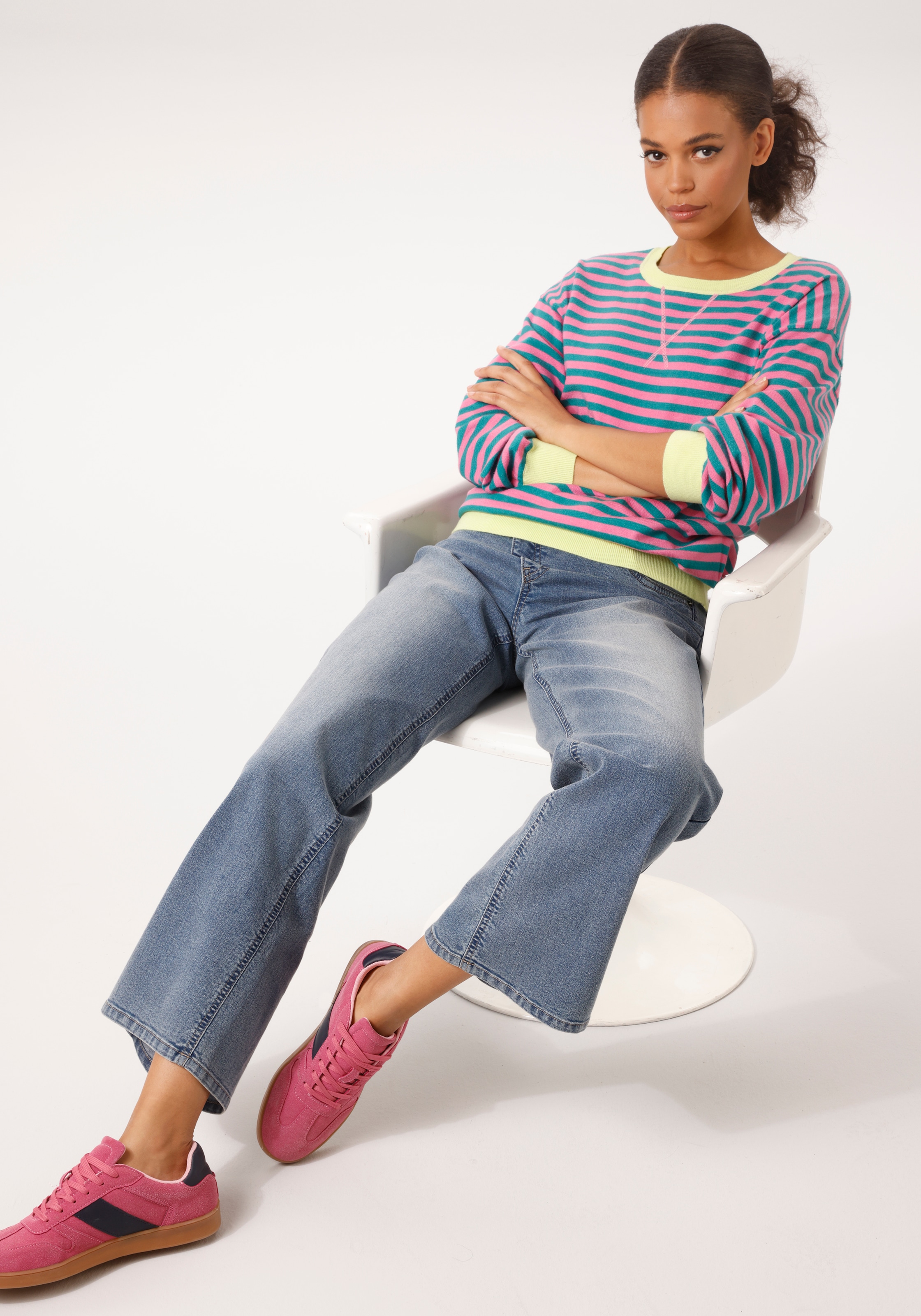 Aniston CASUAL Strickpullover im trendfarbenen Streifen-Dessin - NEUE KOLLEKTION