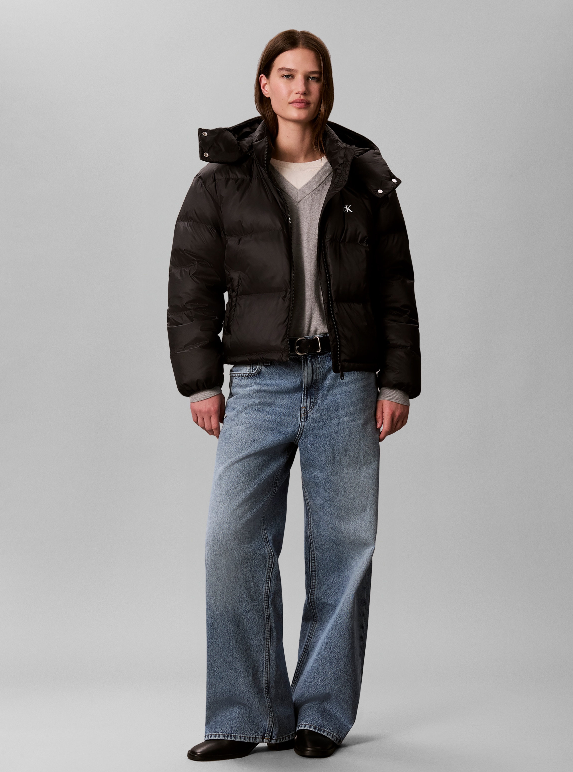 Calvin Klein Jeans Veste matelassée avec capuche capuche amovible, coupe régulière, forme courte, rembourré