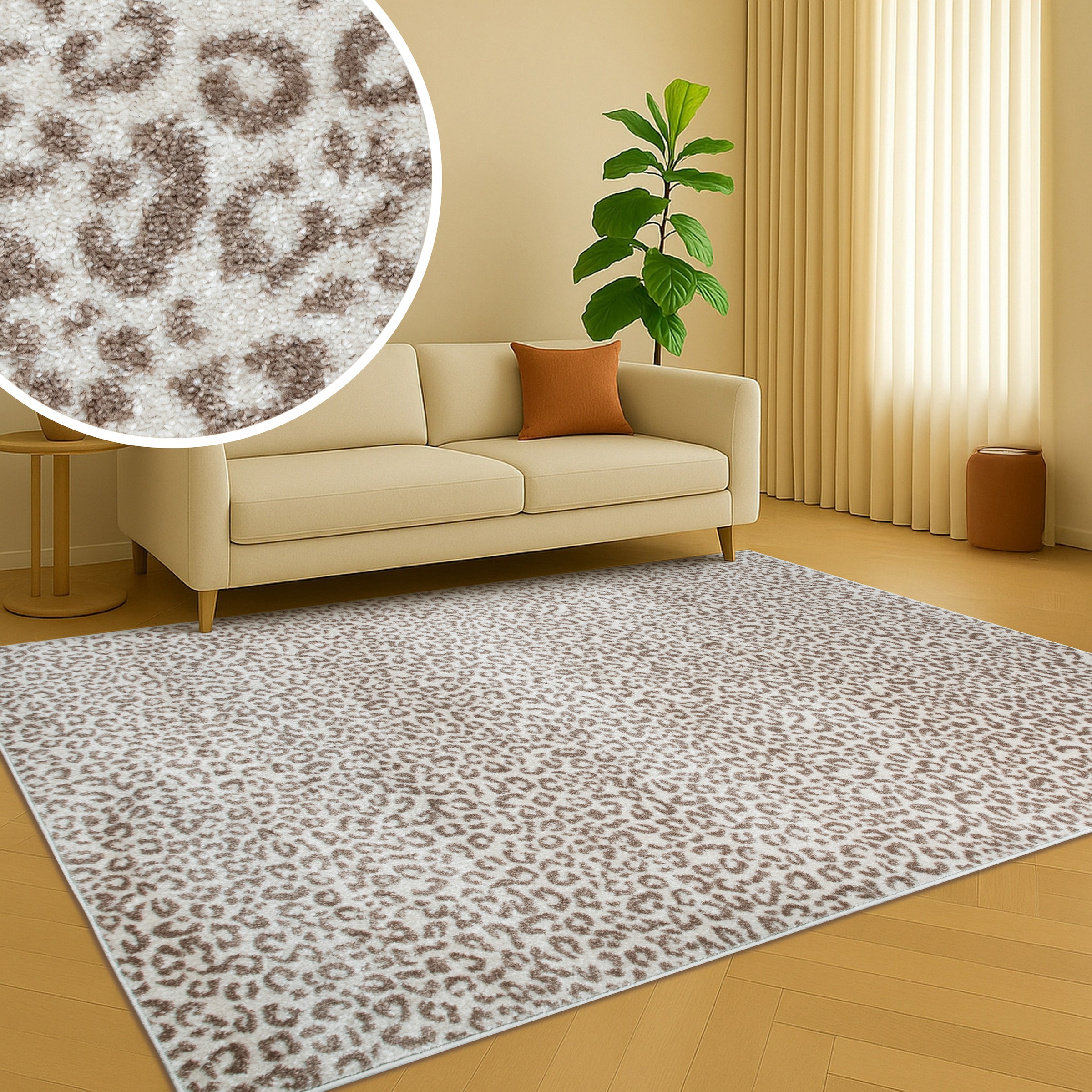 GOODproduct Teppich »Fynna, Leoparden-Muster, Animalprint« rechteckig 9 mm Höhe besonders weicher Flor, Wohnzimmer, Schlafzimmer, Esszimmer, Leo