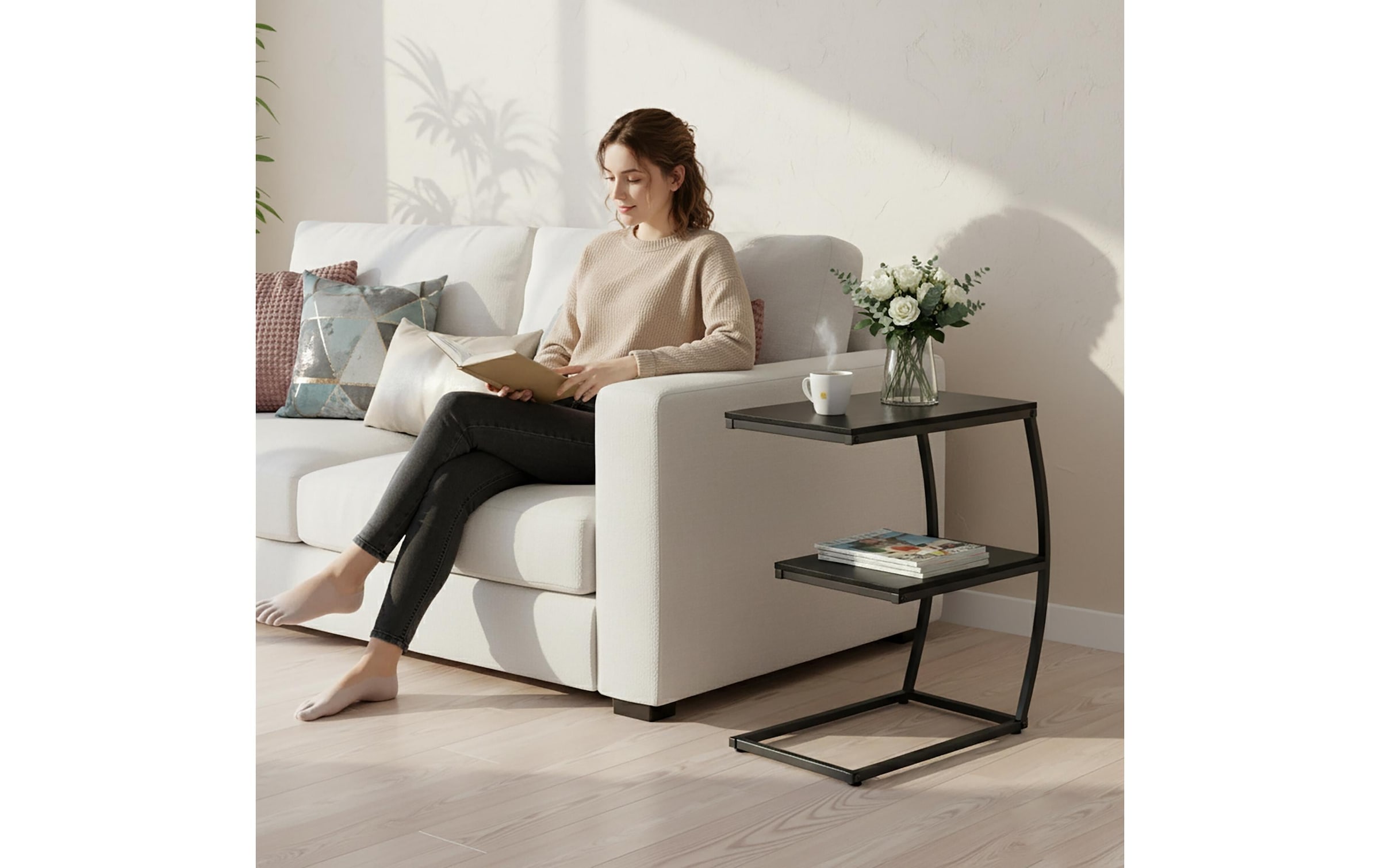 relaxdays Beistelltisch »in C-Form 58.5 x 47.5 cm«