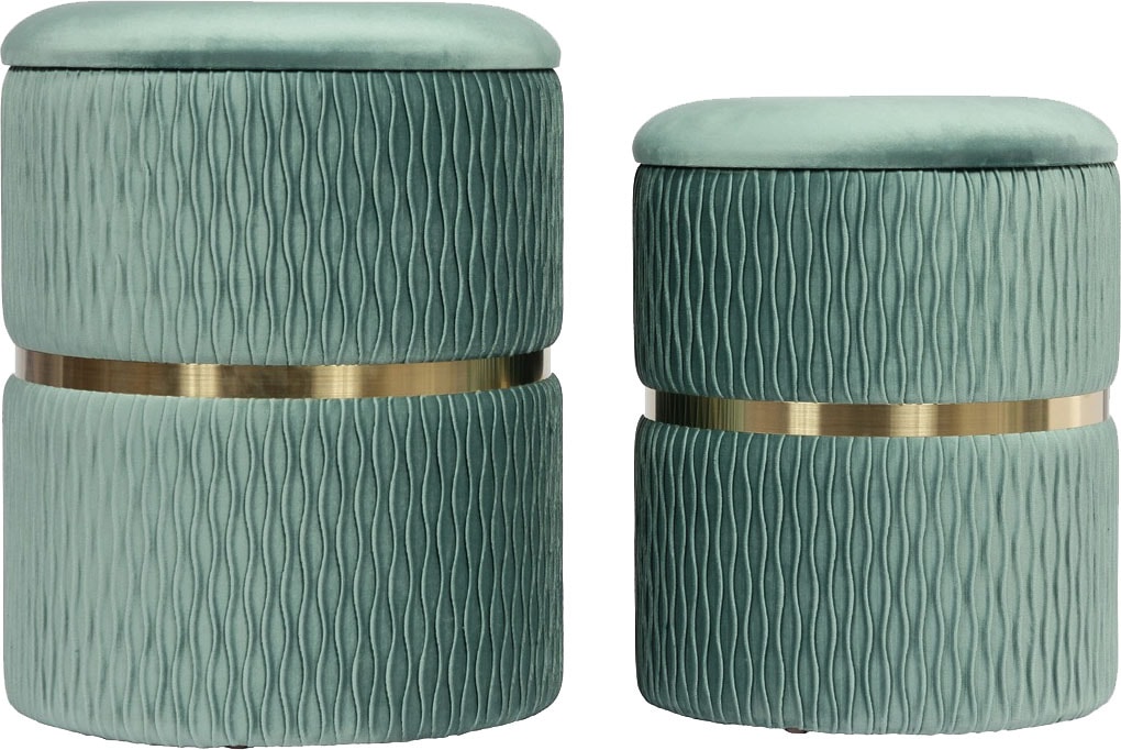 Kayoom Tabouret rembourré »Hocker Zora 425 2er-Set, Praktischer und versteckter Stauraum« Set, 2 cuis tlg. 2er-Set mit Stauraum, ineinander stapelbar, goldener Ring