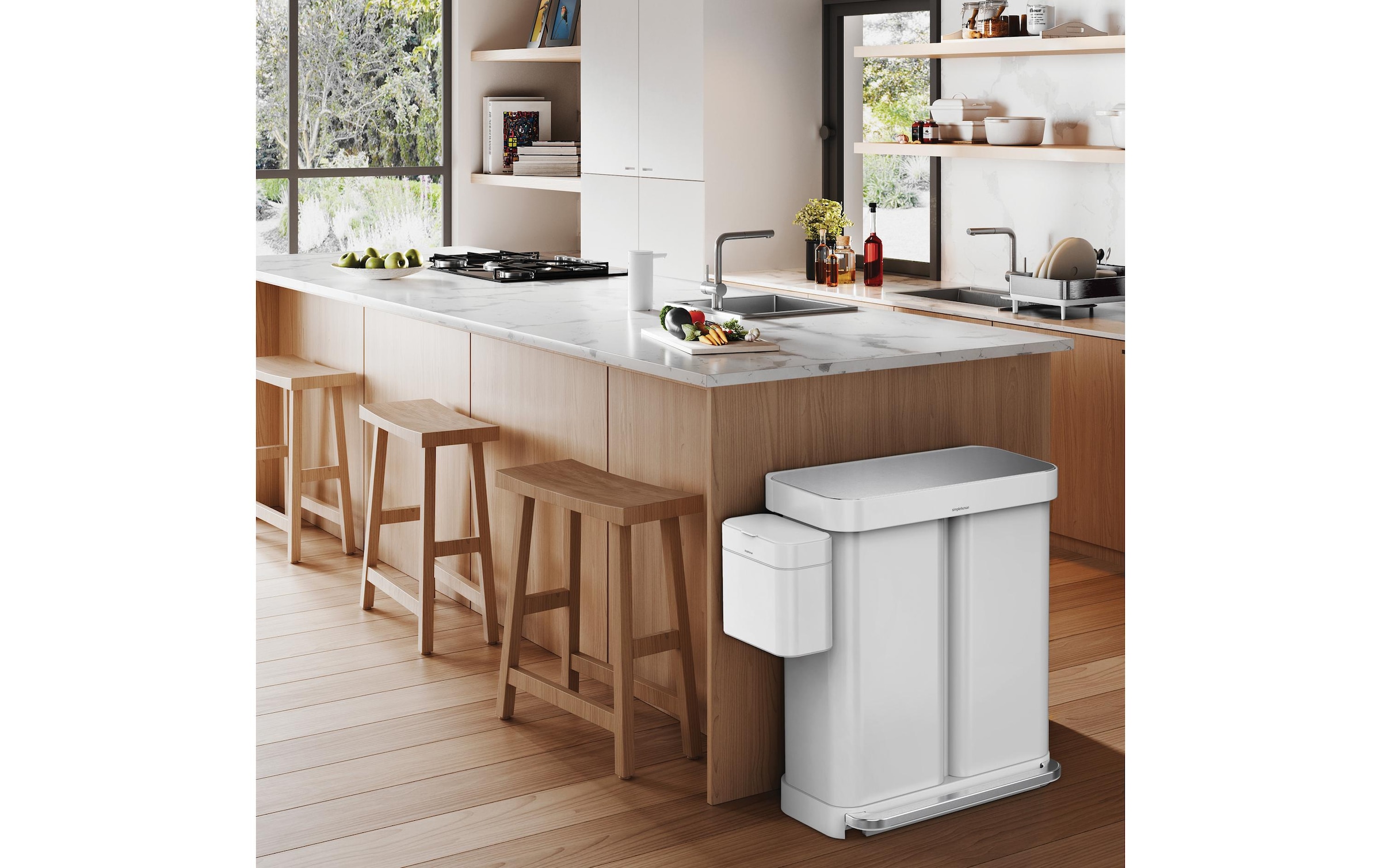simplehuman Mülleimer »Step Can 34+24 l« 2 Behälter