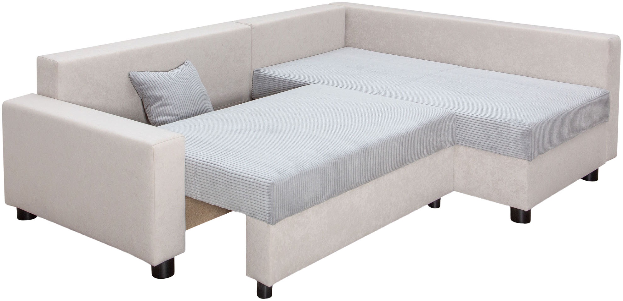 COLLECTION AB Canapé d'angle »Parma L-Form, B: 224 cm« fonction lit, coffre-lit & 2 coussins décoratifs, ressorts ensachés