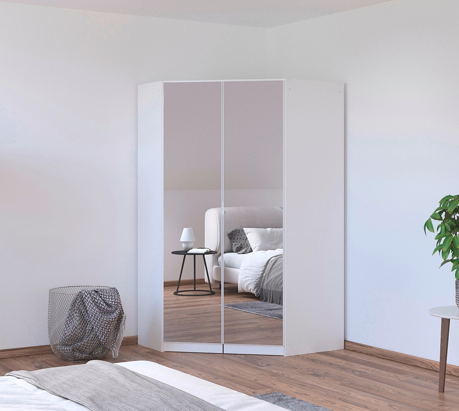 rauch Eckkleiderschrank »Kleiderschrank Schrank Garderobe Wäscheschrank COSTA Grösse 117x104 cm« in 3 Ausstattungen BASIC/CLASSIC/PREMIUM,  mit Spiegel, voll ausgestattet mit viel Stauraum MADE IN GERMANY