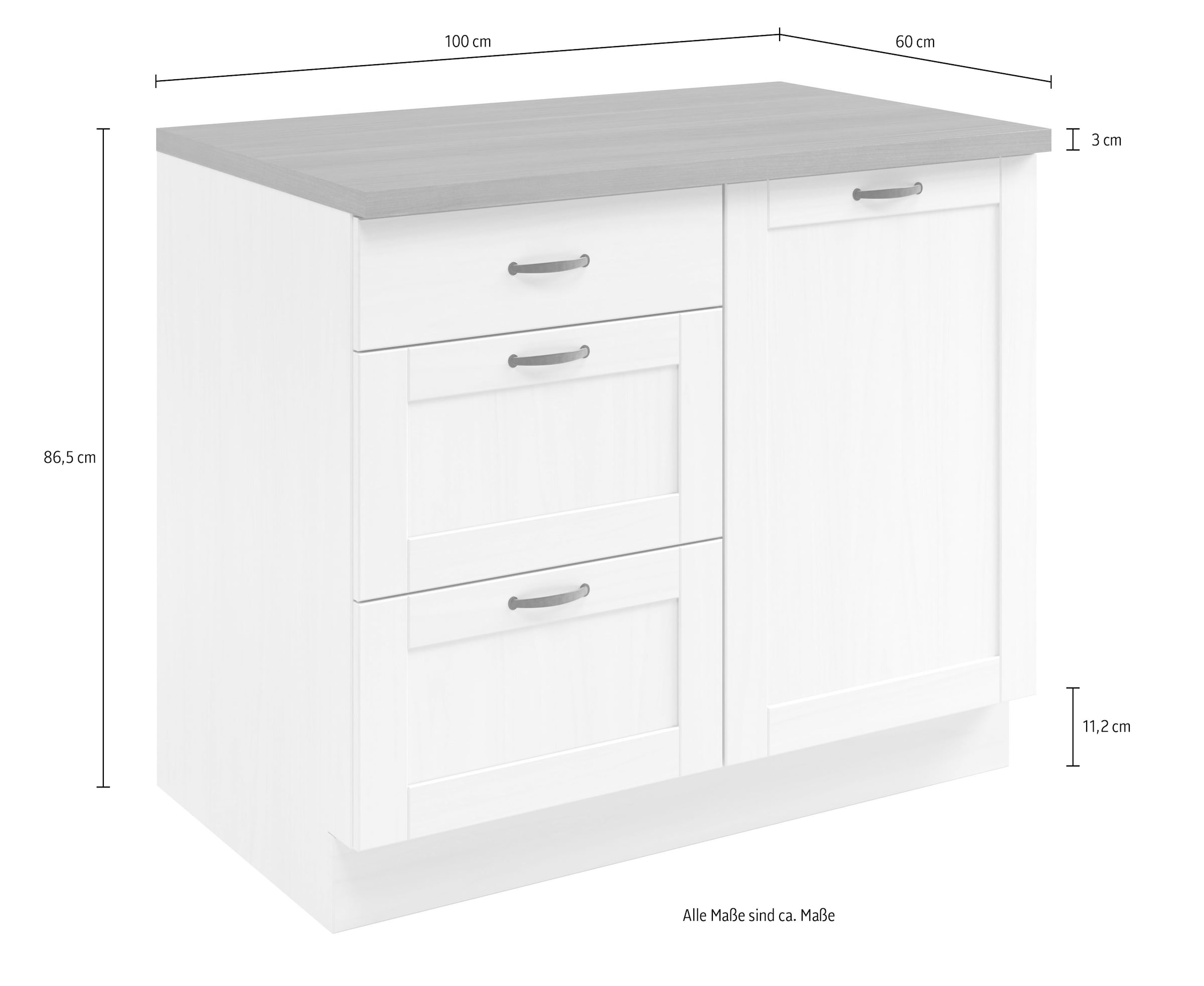 Home affaire Unterschrank »Teramo« Breite 100 cm, 1 Tür, 3 Schubkästen