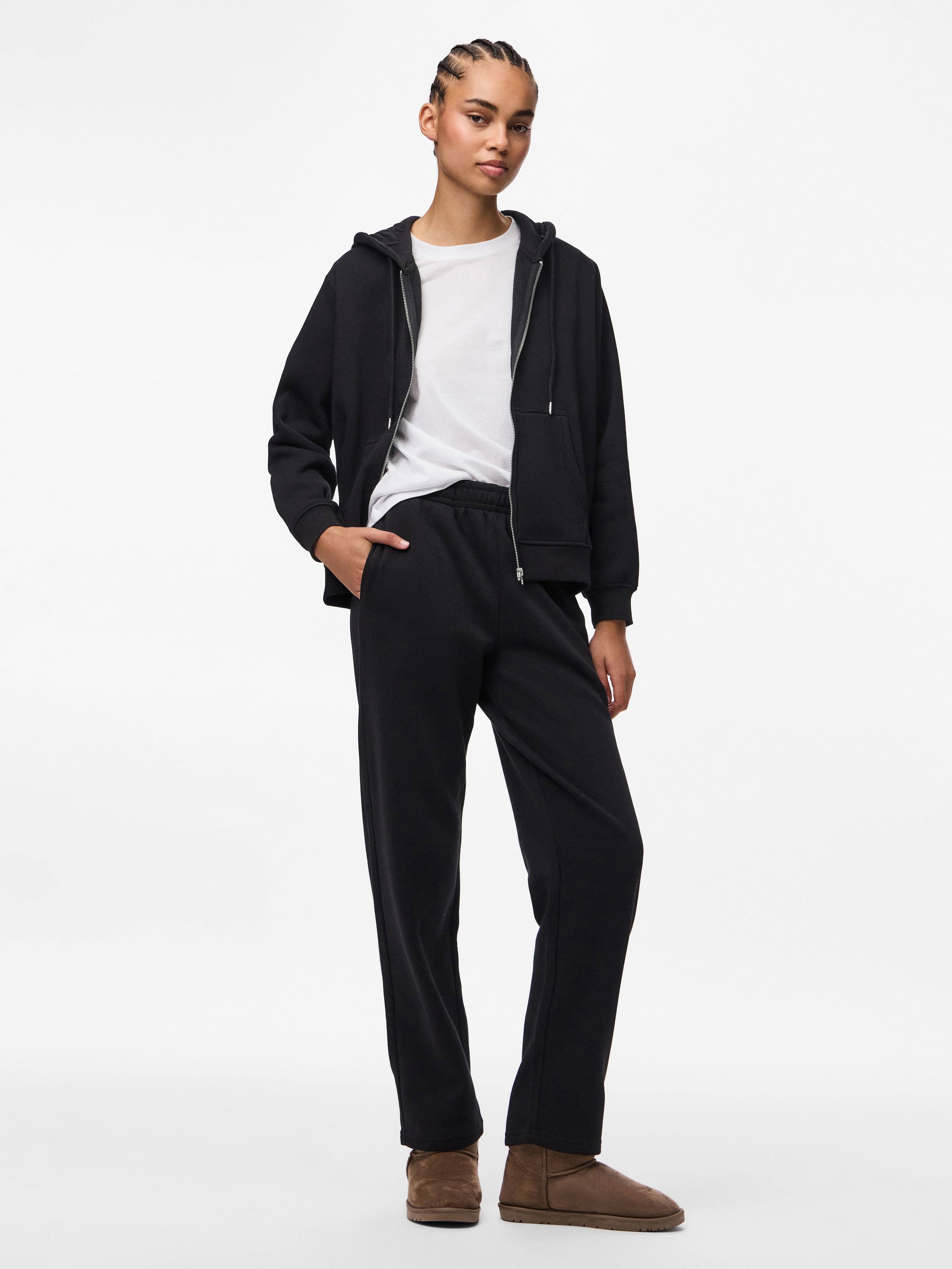 pieces Pantalon sweat »PCCHILLI HW STRAIGHT SWEAT PANTS NOOS BC«  mélange coton, coupe droite