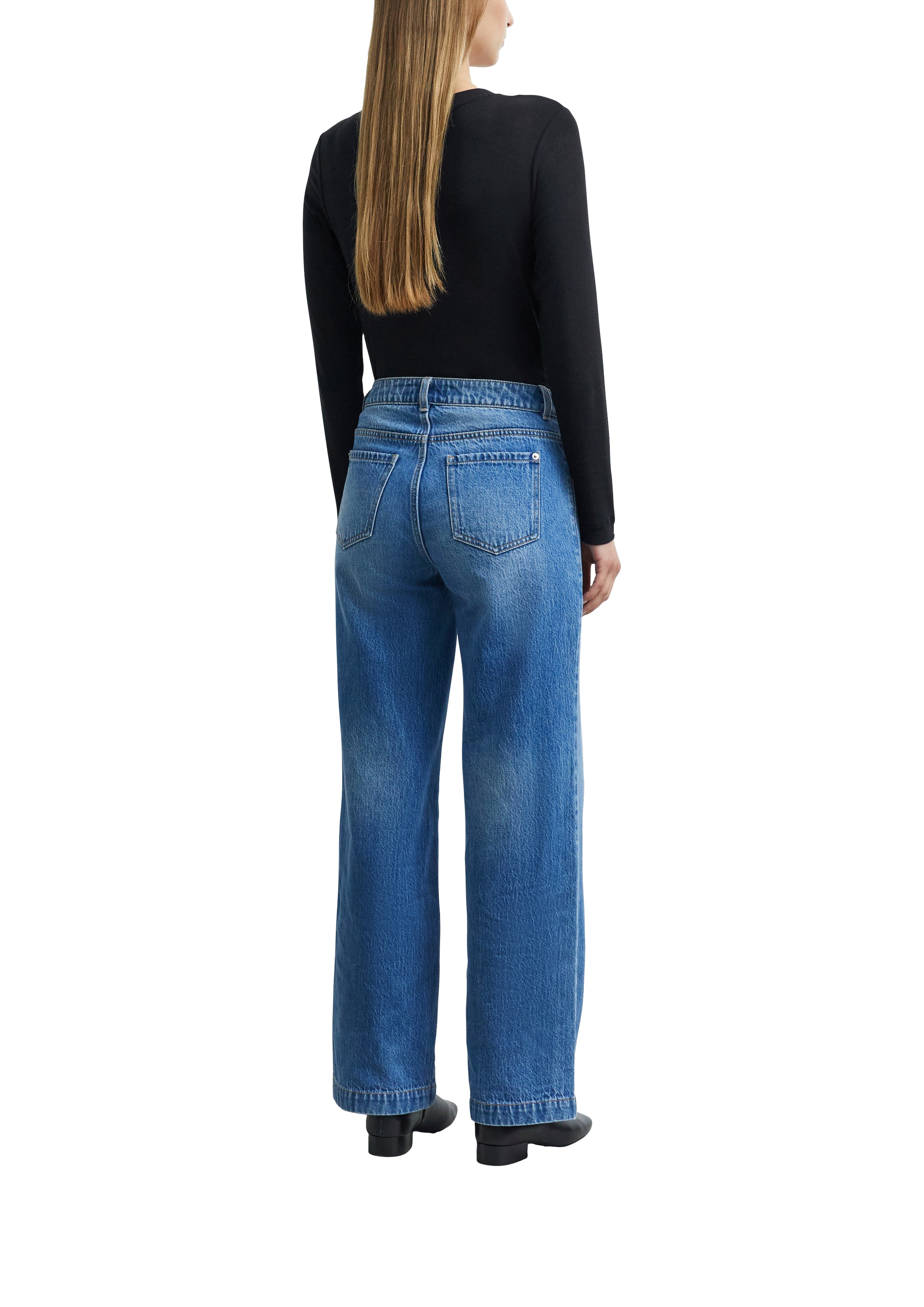 Comma Jeans droit mit Gürtel-Detail / Reine Baumwolle