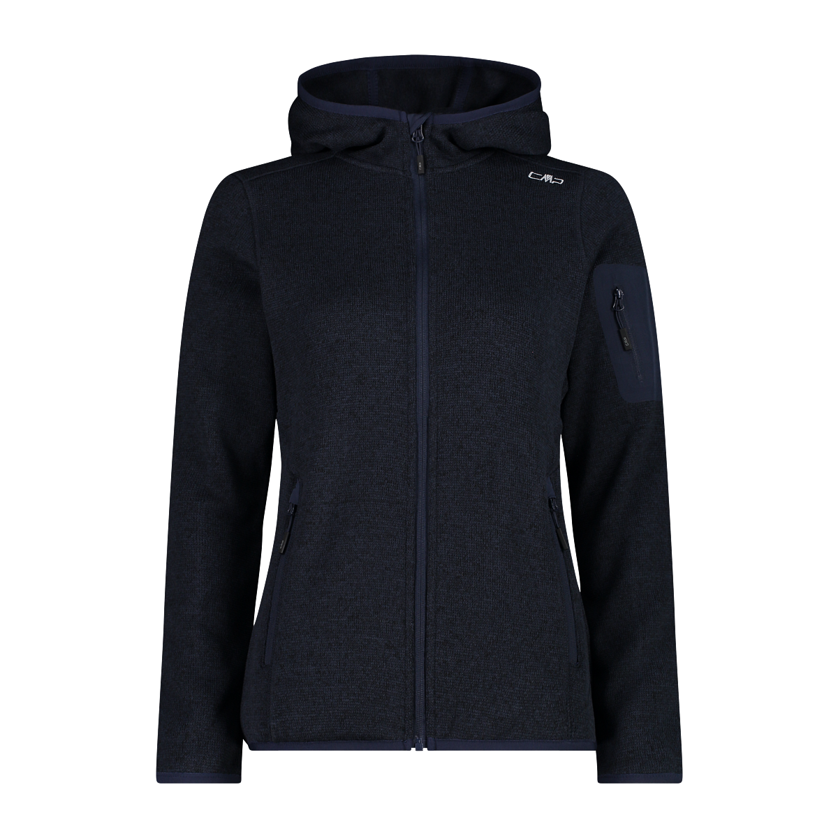 CMP Strickfleecejacke »KNITTED MELANGE HOODY WOMAN HOODY JACKET« 1 Stk. tlg. mit Kapuze für Outdoor-Aktivitäten, mit Kapuze, atmungsaktiv