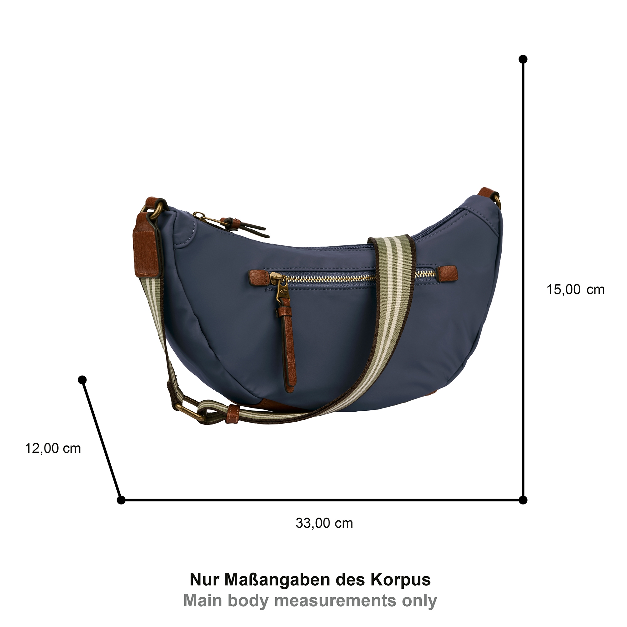 camel active Sac à main »Bari« en nylon mat de haute qualité avec sangle tissée rayée