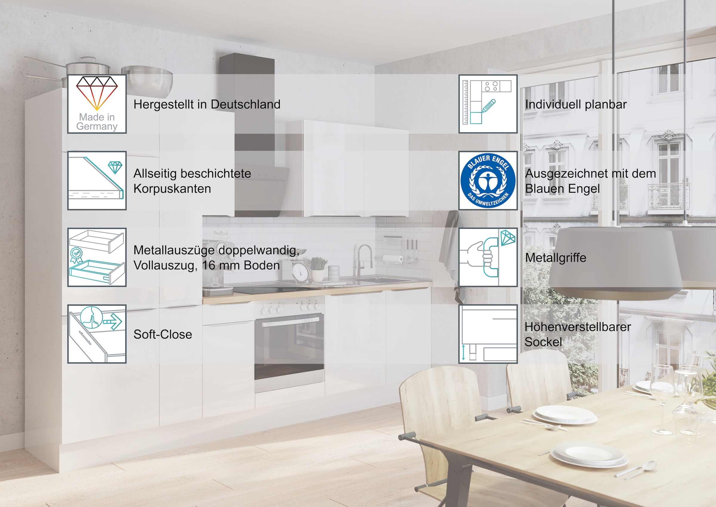 KOCHSTATION Mikrowellenumbauschrank »KS-Lucy« Breite 60 cm, mit 2 Türen, Soft-Close, höhenverstellbare Füsse