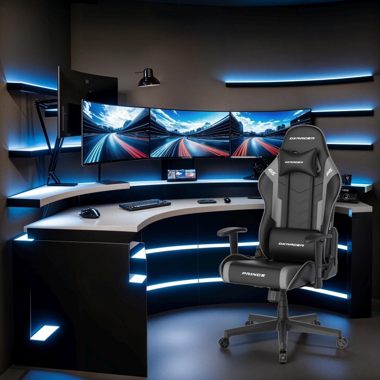 MCA furniture Gaming-Stuhl »DX Racer Prince Gamingchair« (Set) 1 Stk.Gaming,Racing,Design,Lordose,Kissen,Armlehne,drehbar,verstellbar