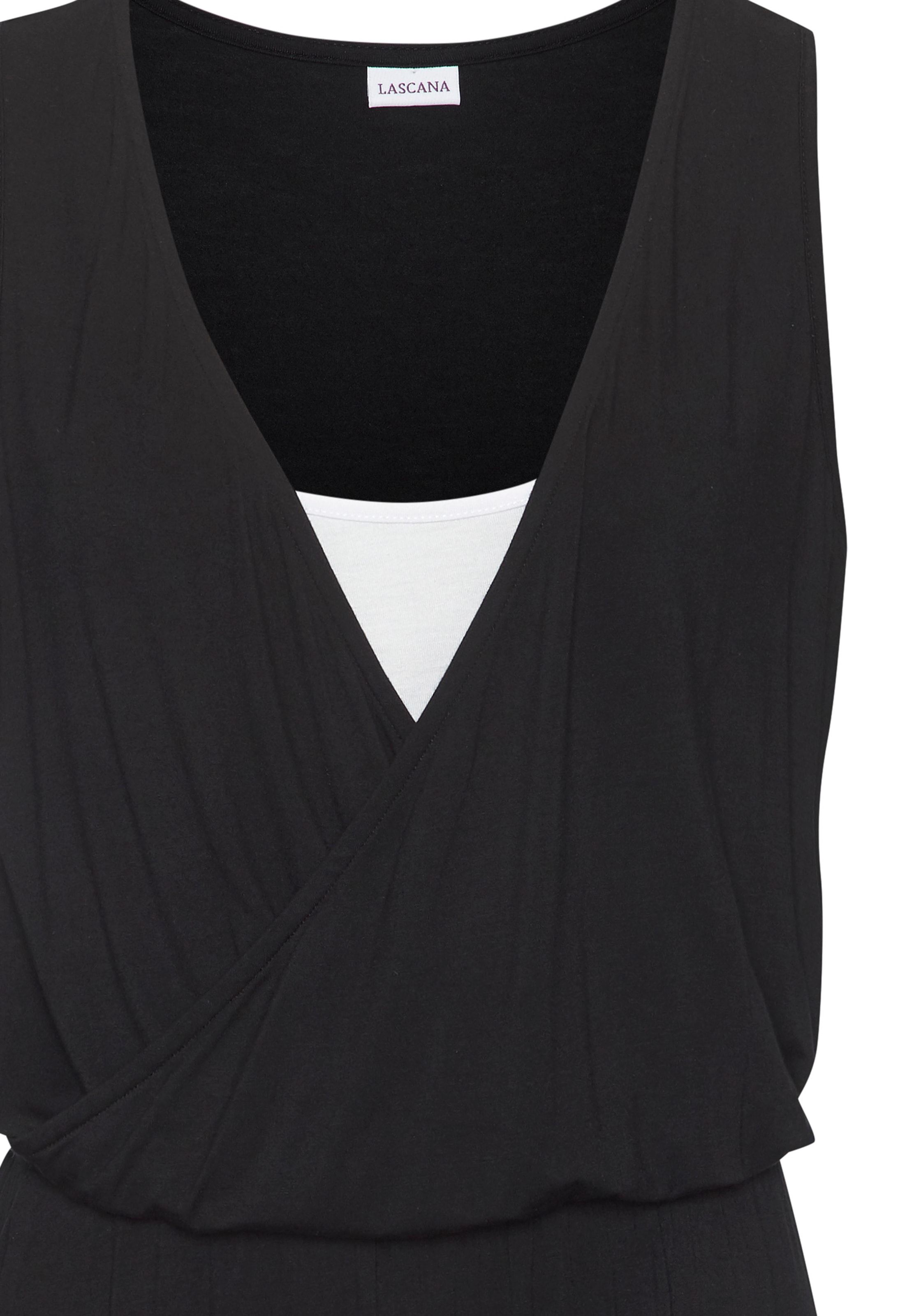 LASCANA Jerseykleid Ohne Taschen mit zweilagiger Optik