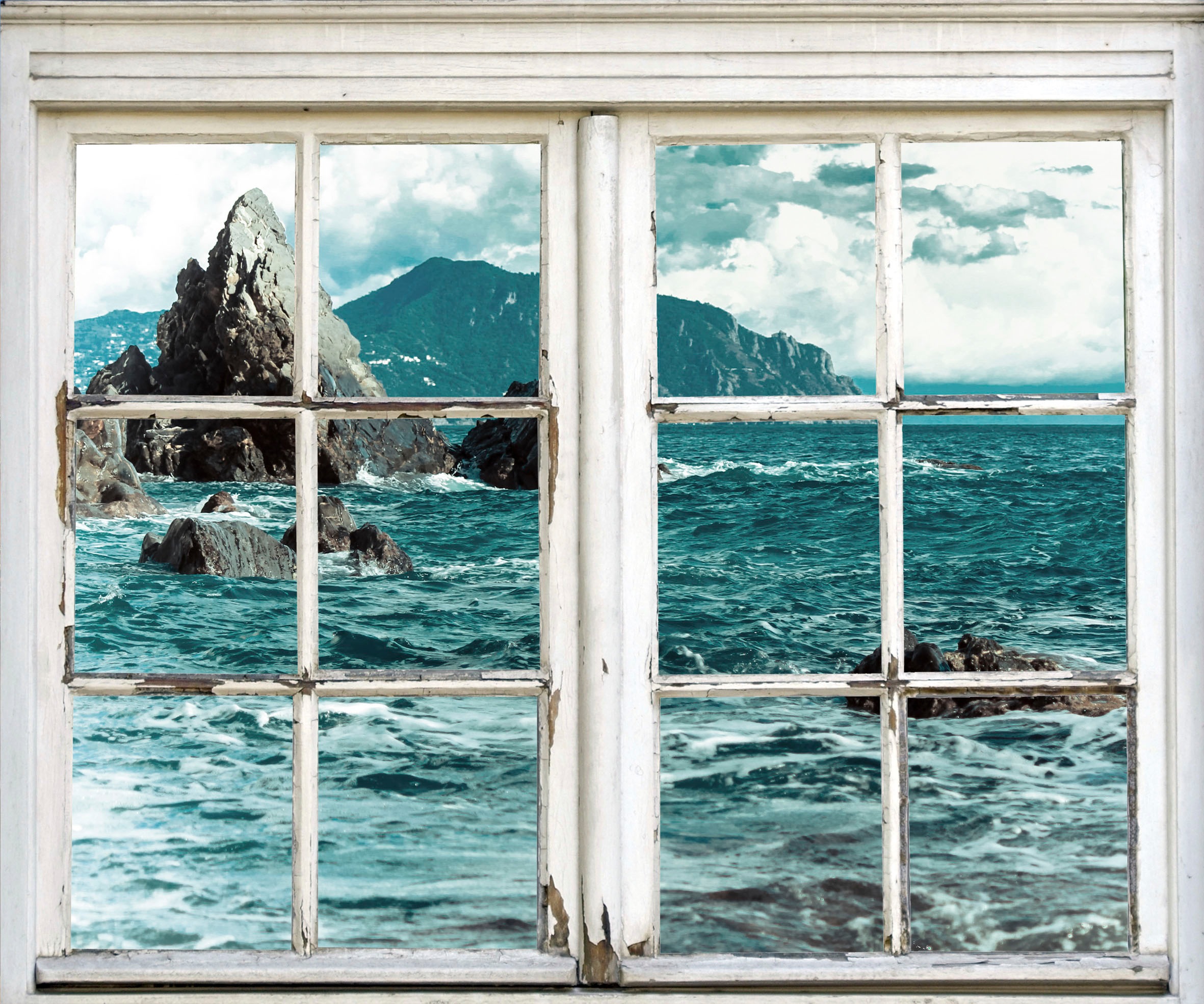 queence Wandsticker »Küste« Wandsticker, Wandbild, selbstklebend, 3D, Fenster