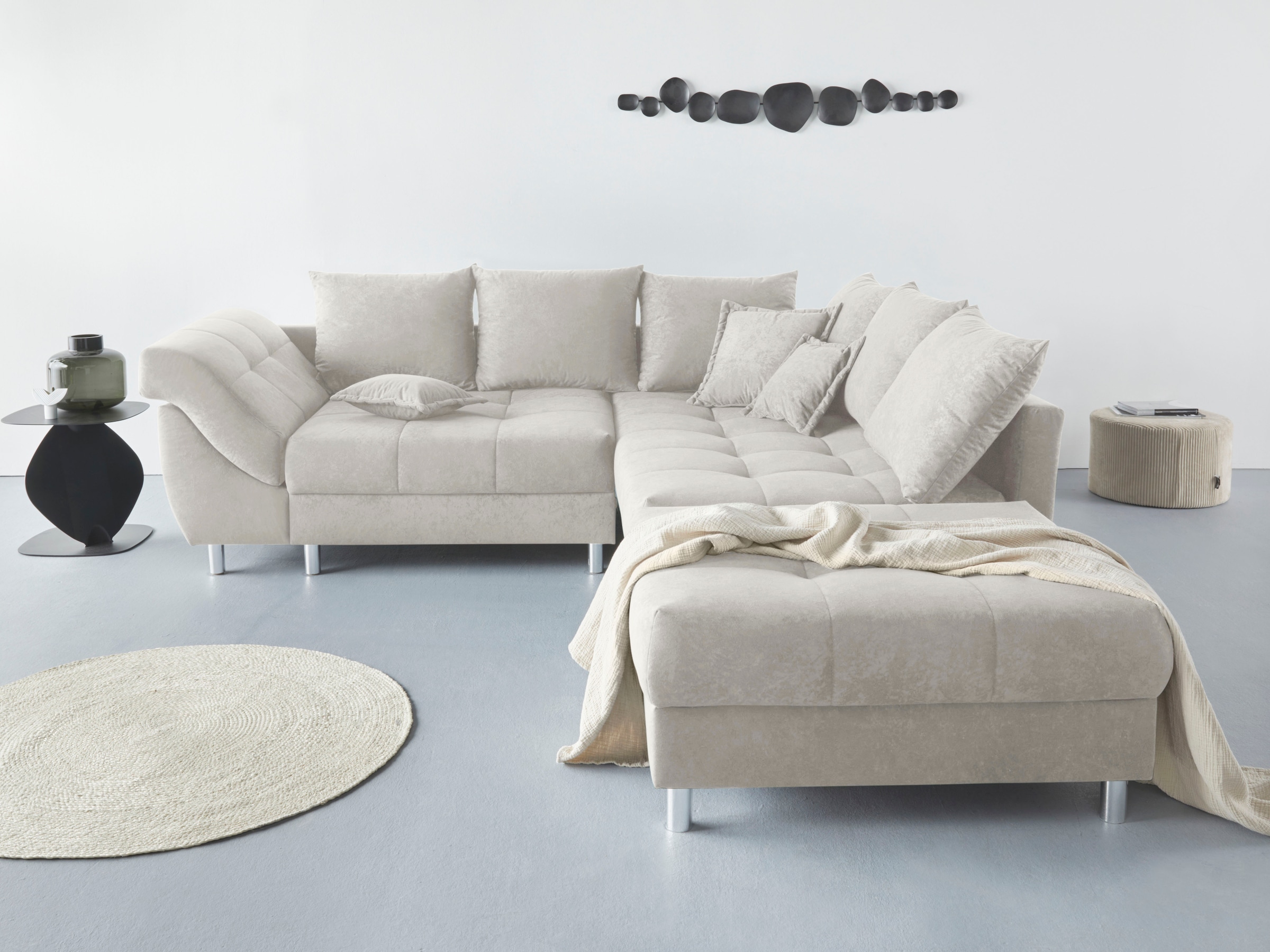 COLLECTION AB Canapé d'angle »(Spar-Set) Innsbruck L-Form und Hocker« Ecksofa und Hocker, Recamiere links oder rechts montierbar