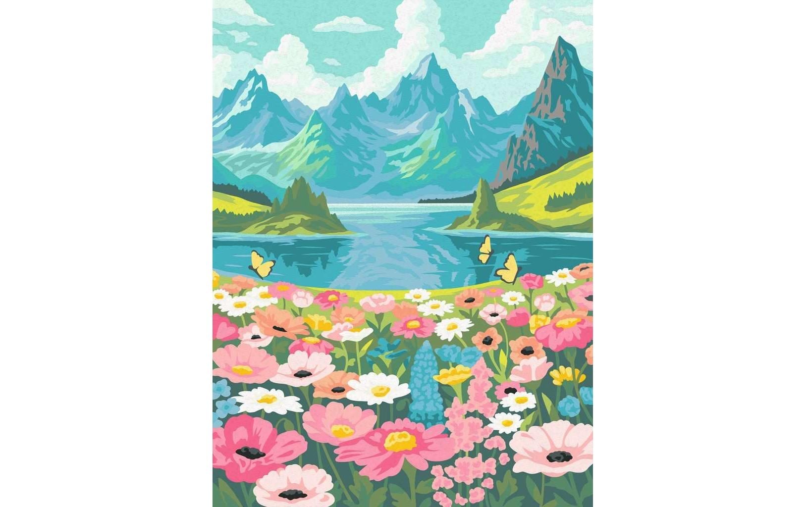 Ravensburger Malen nach Zahlen »Adults Premium – blumenmeer am Bergsee«