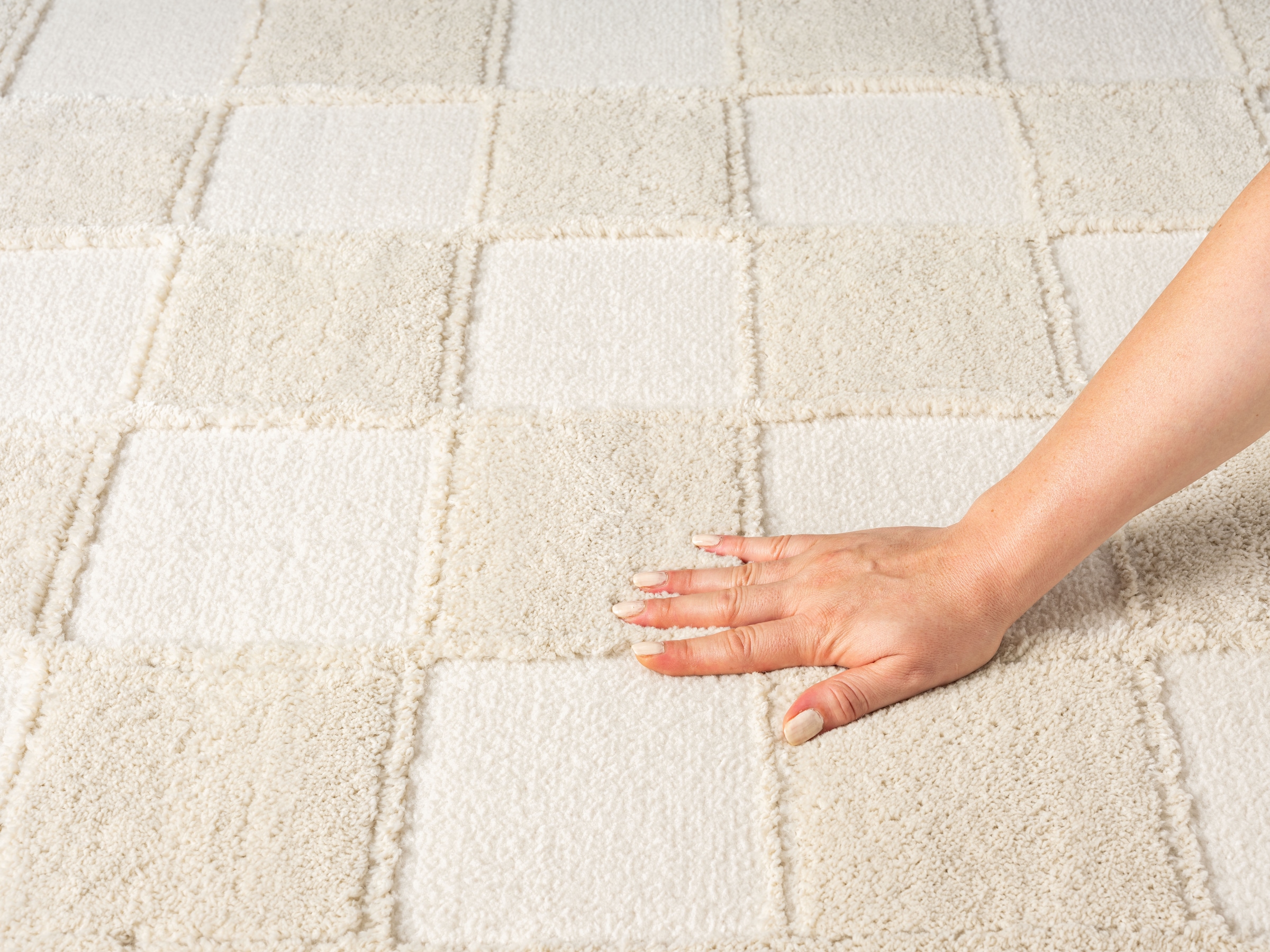 GOODproduct Teppich »Belion, Hoch-Tief-Struktur, Karo-Muster« rechteckig 19 mm Höhe leichter Glanz, Schachbrettmuster, Modern, Wohnzimmer, Schlafzimmer