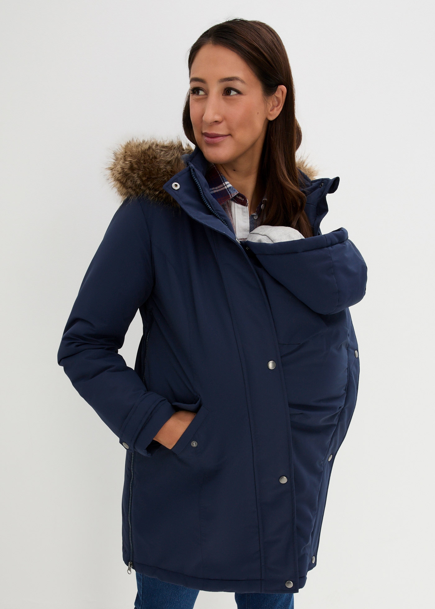 bonprix Veste de maternité mit Kapuze mit elastischem Gummizug, seitlicher Erweiterung durch Reissverschlüsse