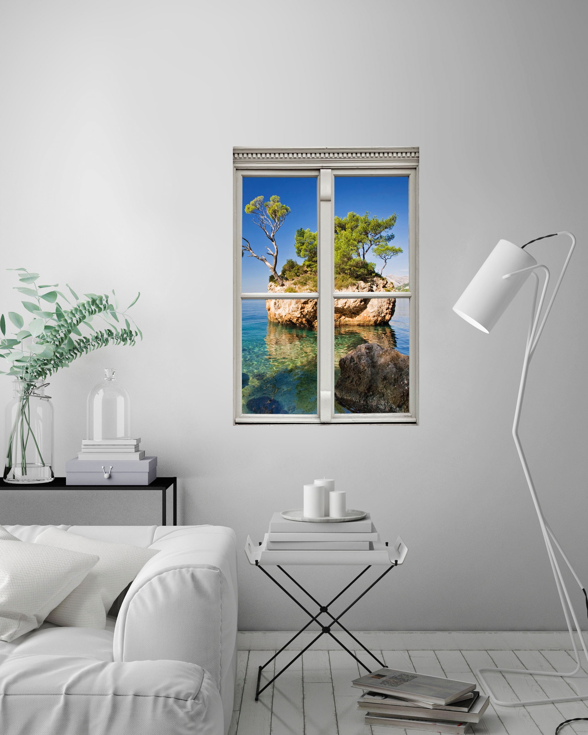 queence Autocollants muraux »Insel« Wandsticker, Wandbild, selbstklebend, 3D, Fenster