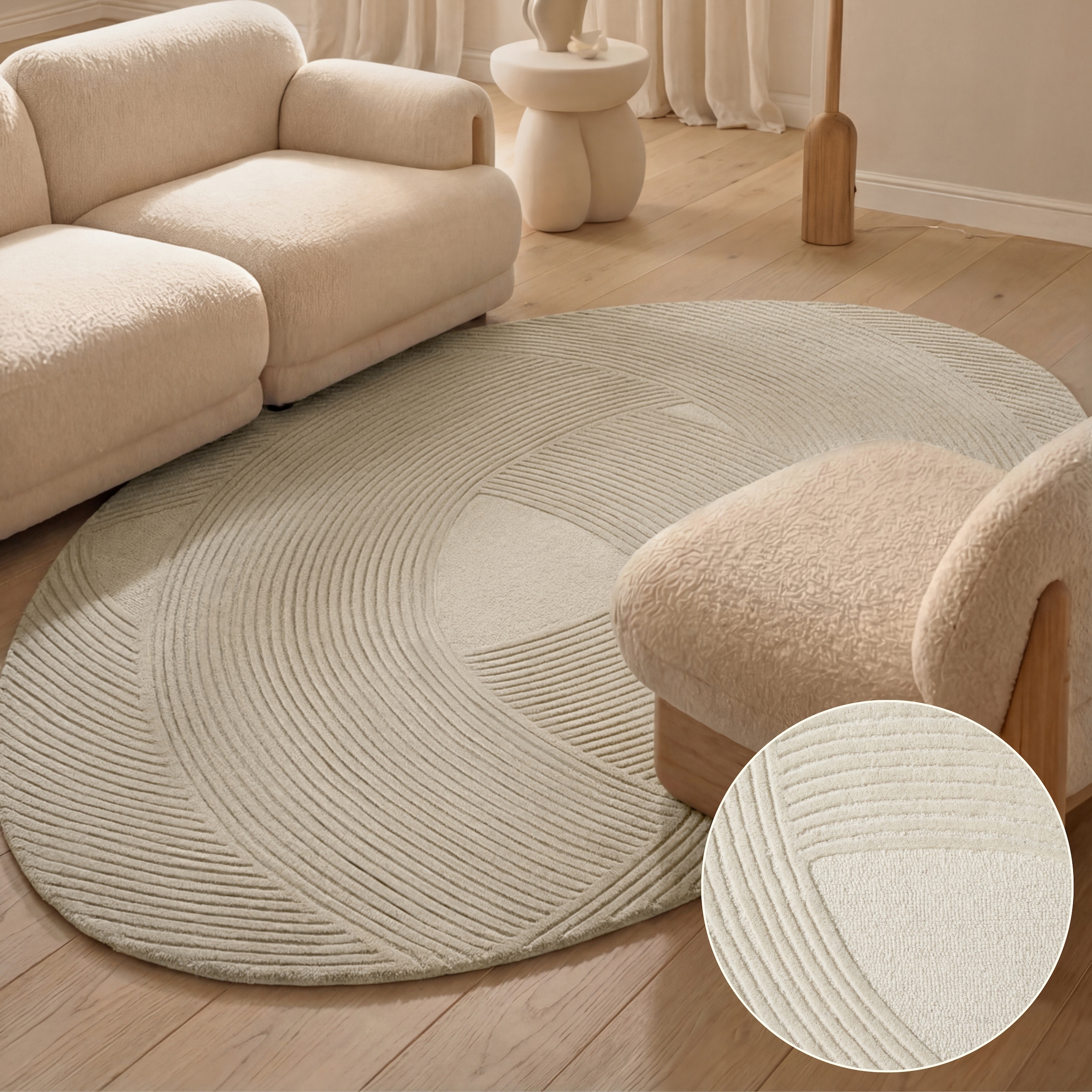 Ted Baker Wollteppich »Wollteppich Victoria« rechteckig 18 mm Höhe Naturteppich Wolle, Hoch-Tief-Design, Wohnzimmer, Schlafzimmer