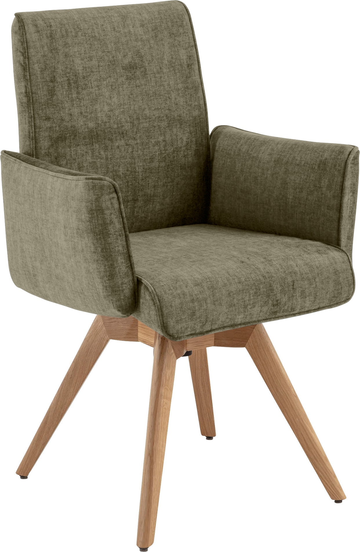 K+W Komfort & Wohnen Chaise de salle à manger »Drehstuhl, Polsterstuhl« () fauteuil avec accoudoirs, fonction pivotante 360°, piètement en bois massif