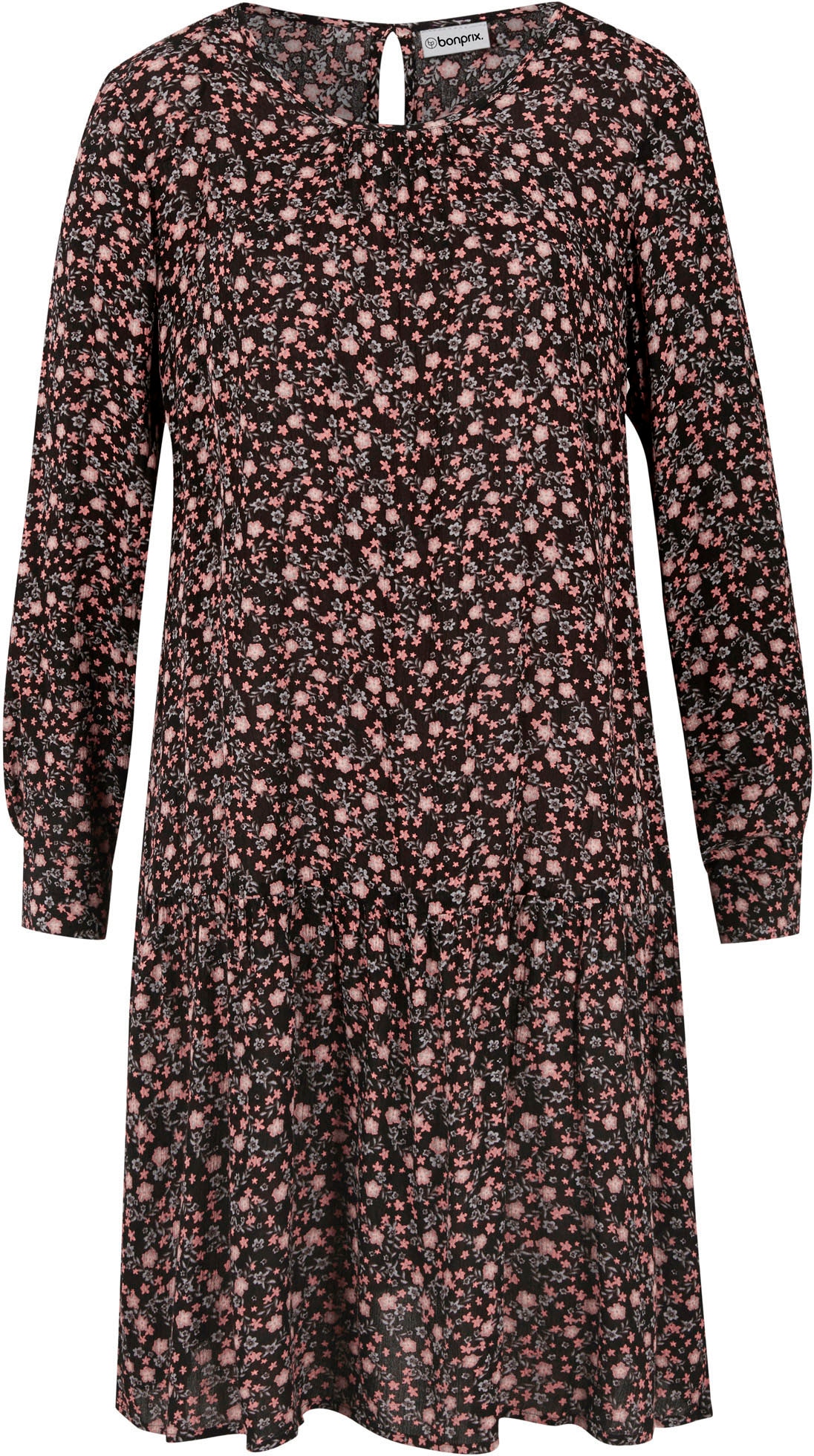 bonprix Mini-robe mit floralem All-Over Print, aus Viskose, Regular Fit, ohne Kragen