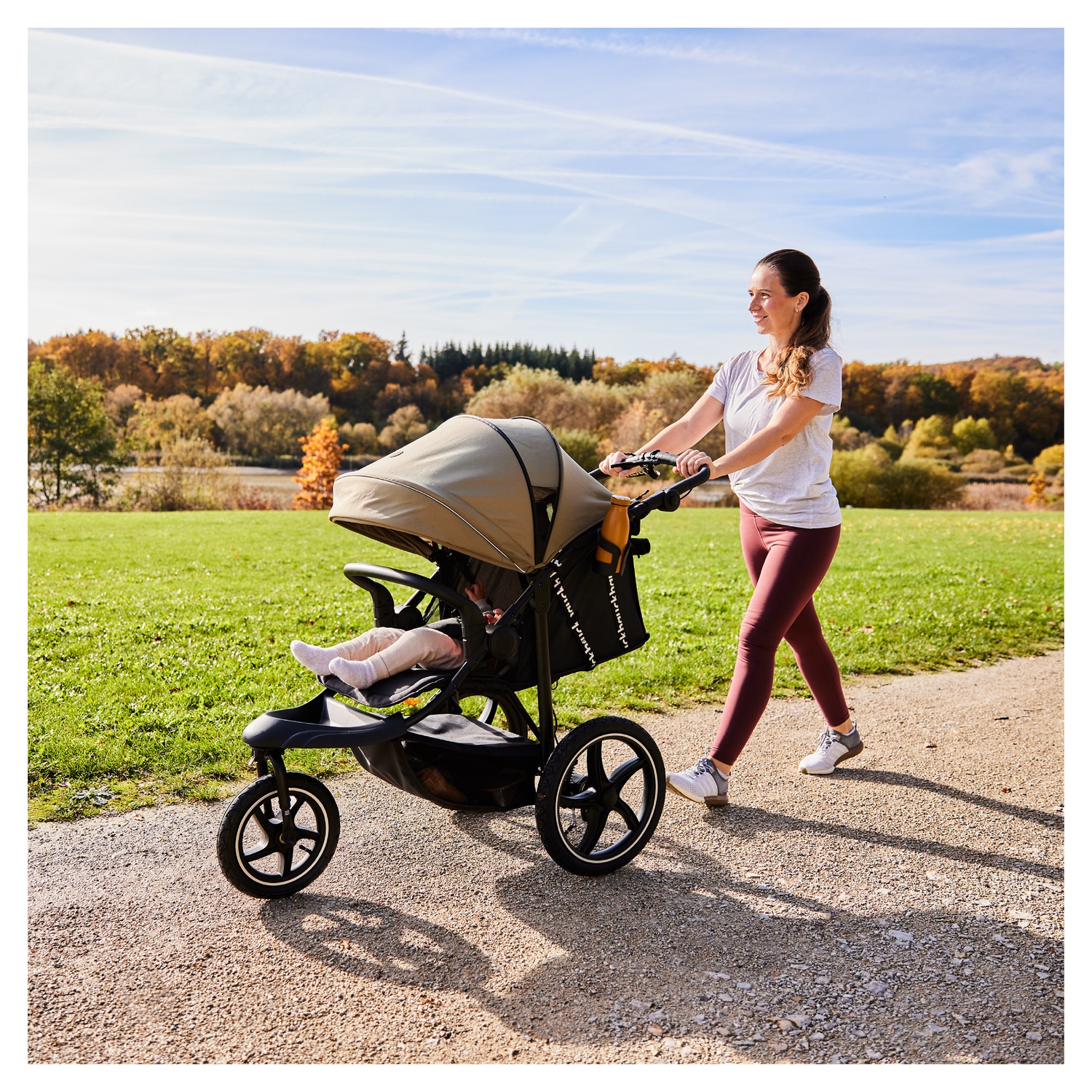 Hauck Poussette à trois roues »Runner 3, olive« 22 kilos mit XXL-Lufträdern und Handbremse; bis 22 kg beslastbar