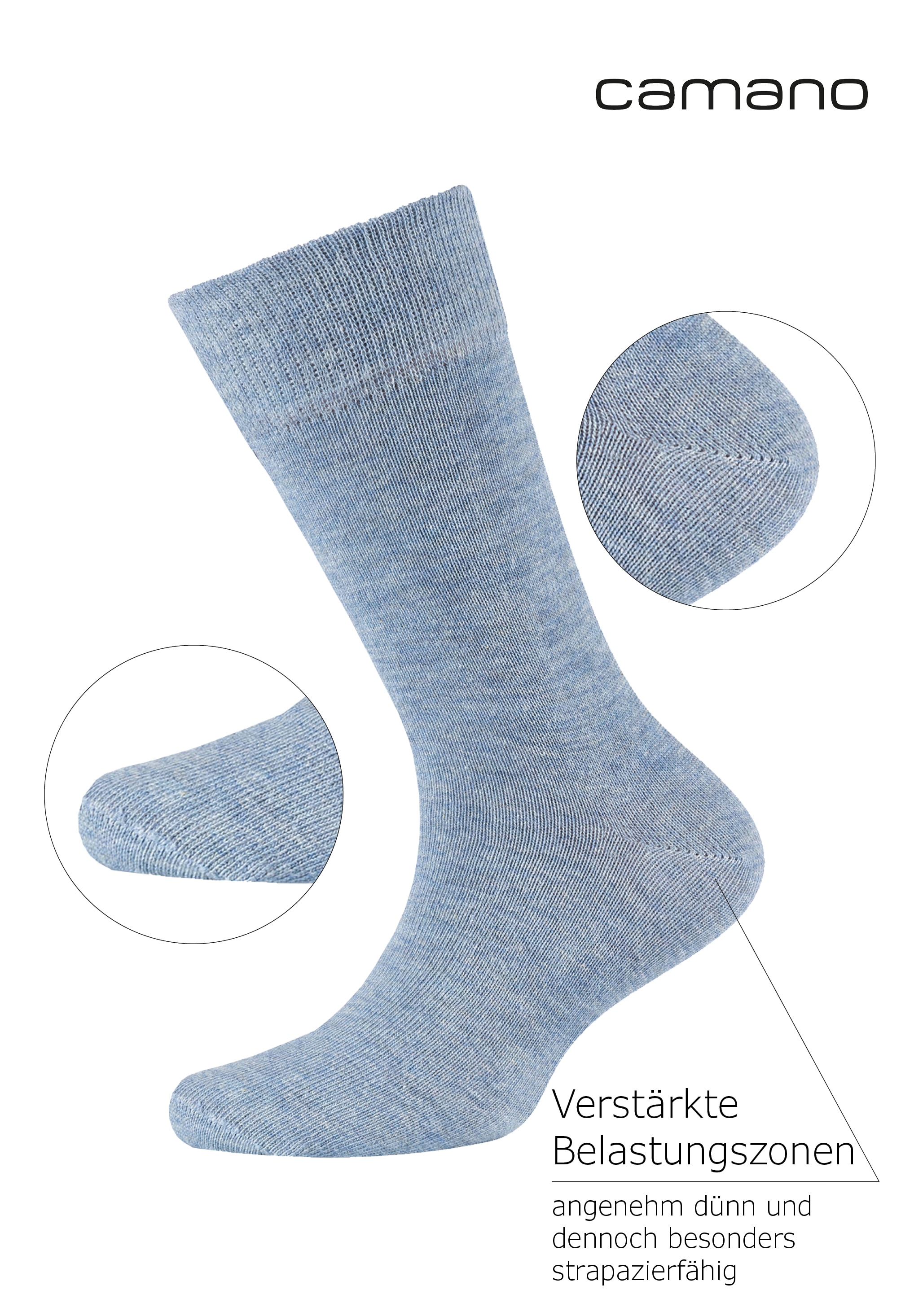 Camano Socken »ca-soft« 6 Paar,  mit Komfortbund und gepolsterten Zehen-/Fersenbereich