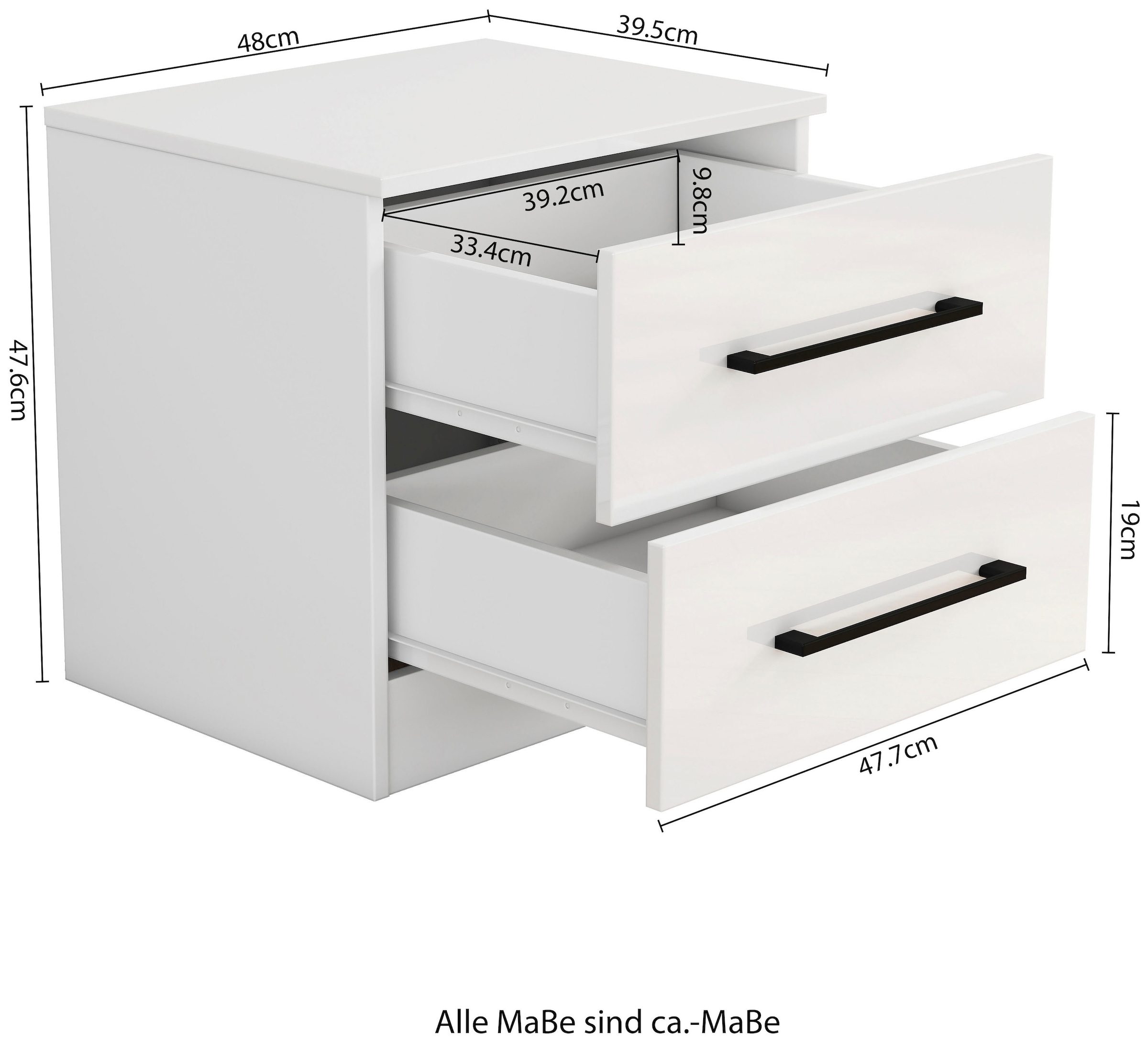 GOODproduct Nachtkommode »Sylt Schlafzimmerschrank Garderobe Schrank hochglanz« Spar-Set, modernes Hochglanz Nachtschrank Set (2 Stück) Stilvolles Design, 2 Stk. tlg. Nachttisch Bestseller Beistelltisch Kommode