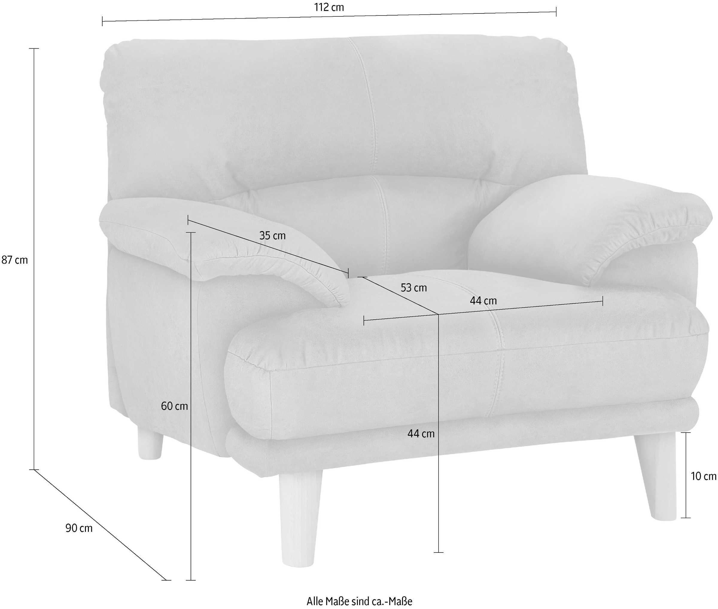 TRENDMANUFAKTUR Fauteuil »Cecilia, Loungesessel, italienisches Design, bequeme Armlehnen« dos travaillé pour un grand confort d’assise, pieds en bois