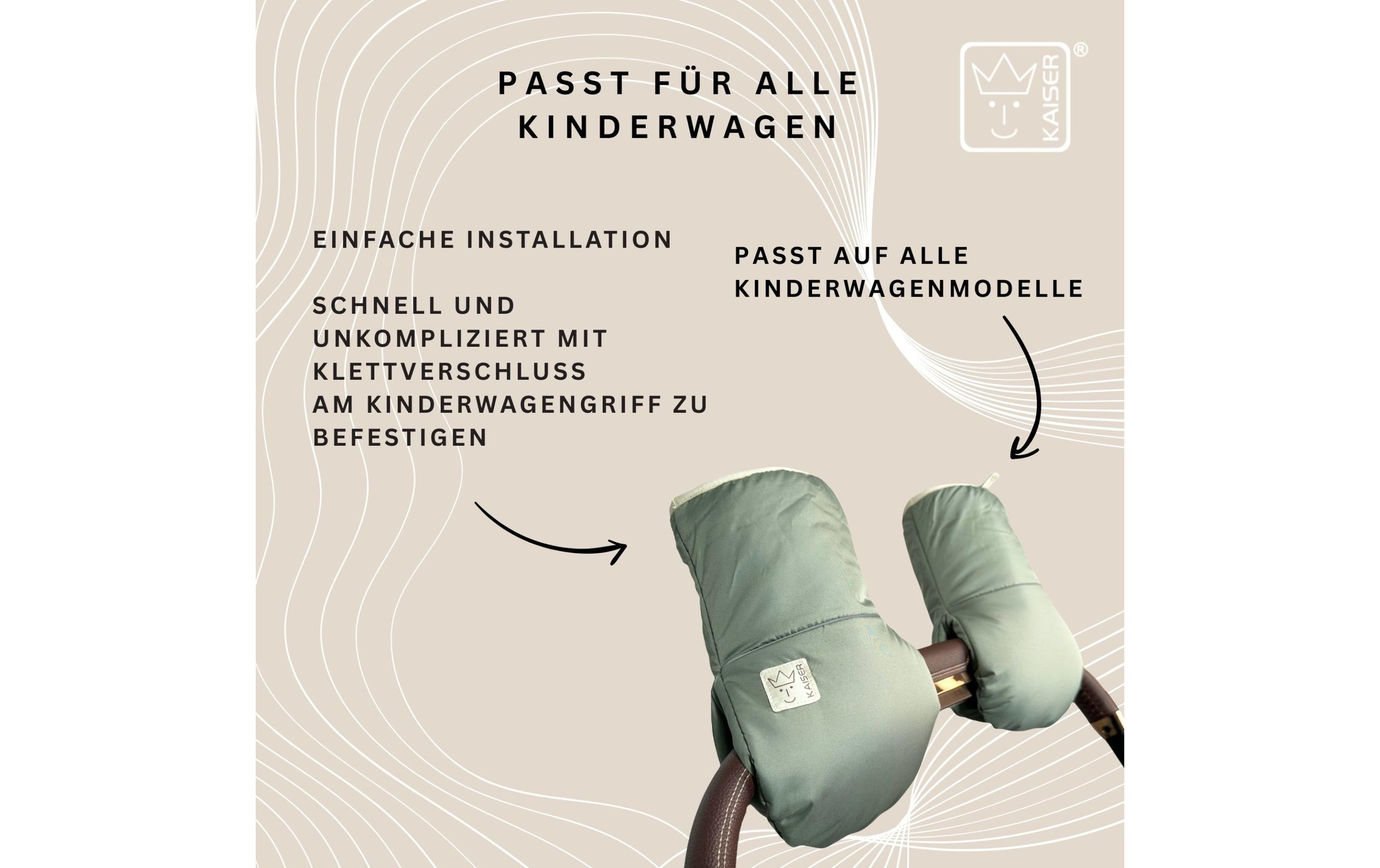 Kaiser Kinderwagen-Handwärmer »Handschuh Reflect Kiwa« Lammfell-Kinderwagenhandschuh