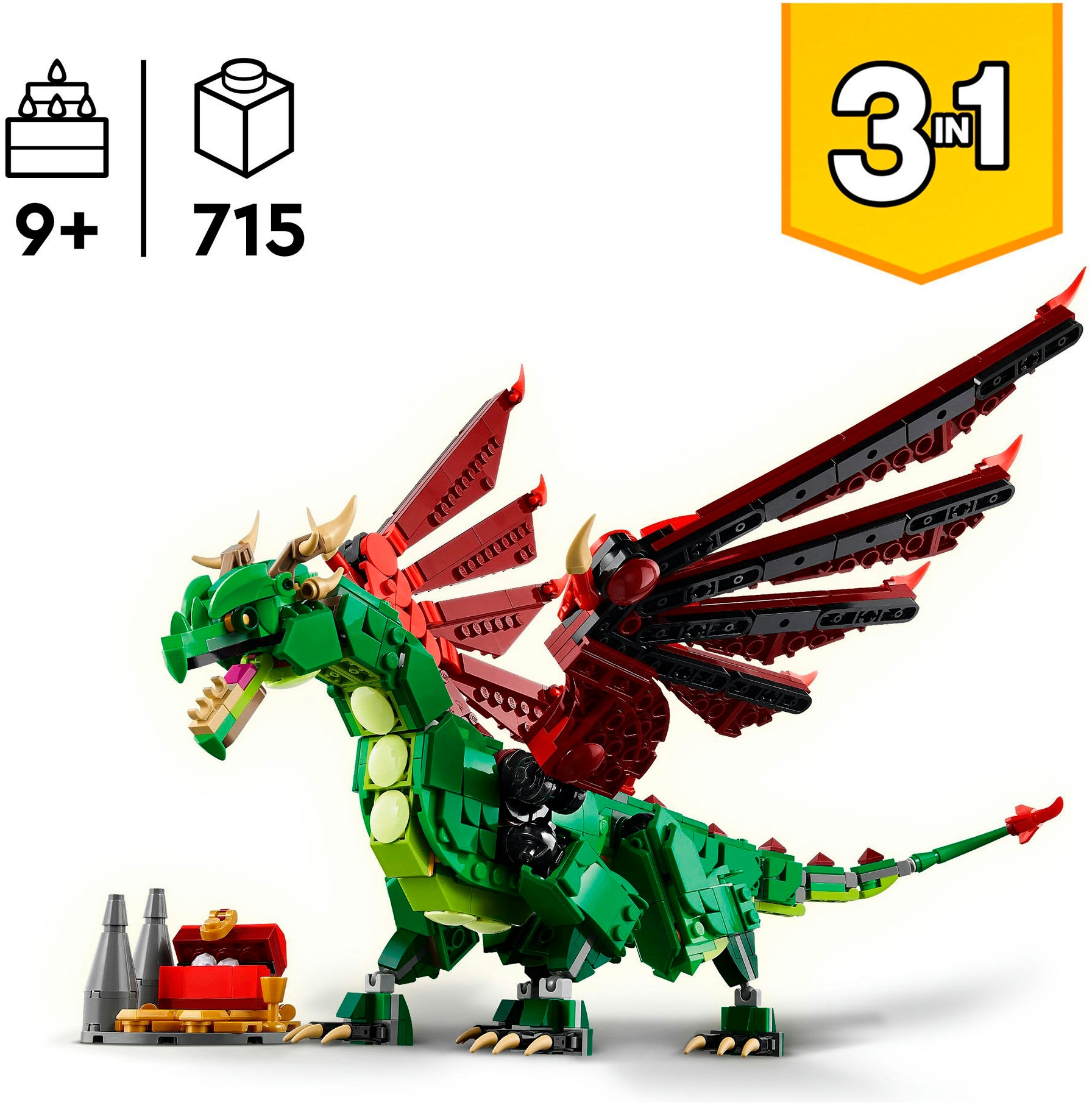 LEGO® Pions de construction »Grüner Drache (31161), LEGO Creator« Made in Europe