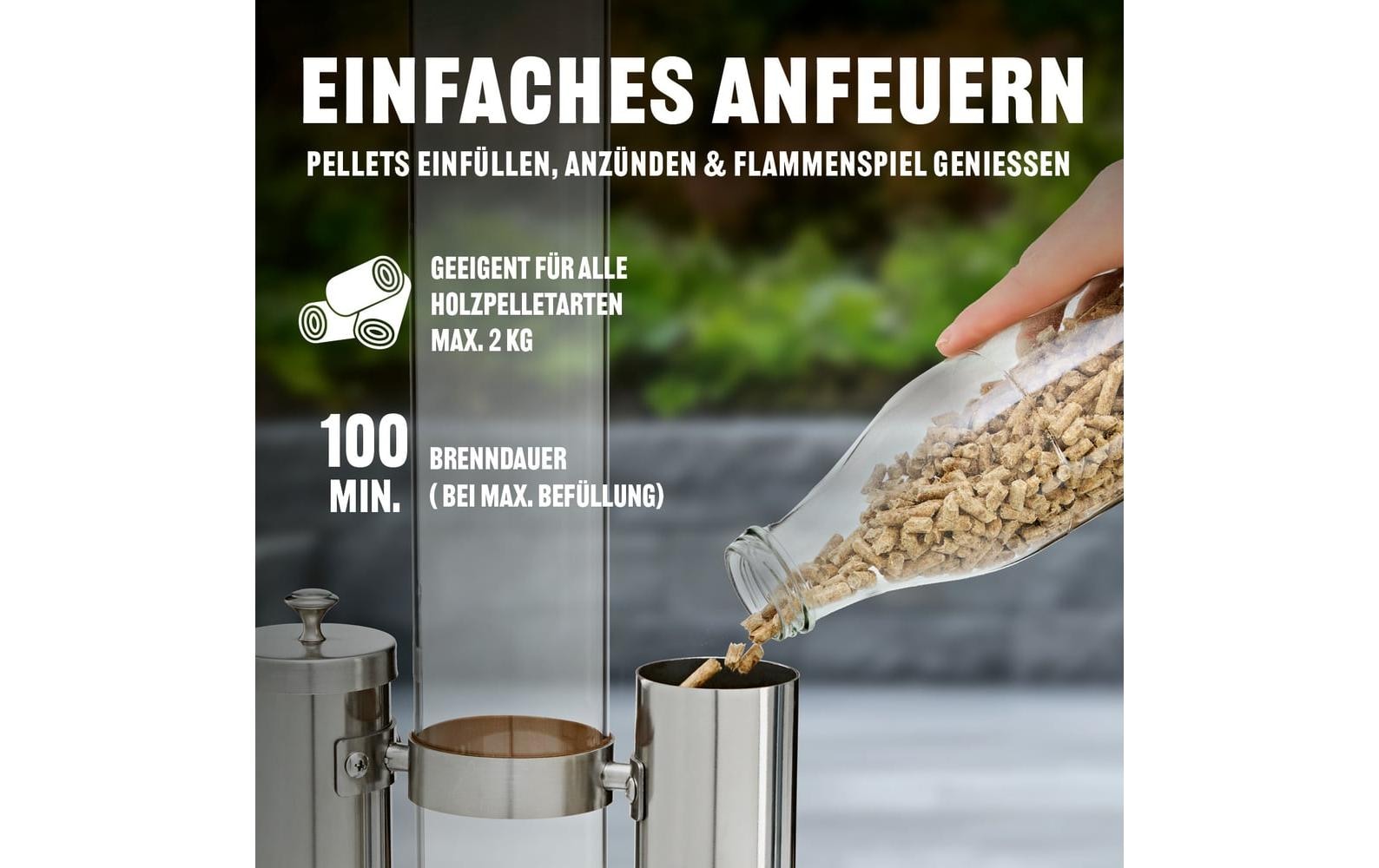 LANDMANN »Landmann Pellet-Fackel 135 cm, Schwarz/Edelstahl«