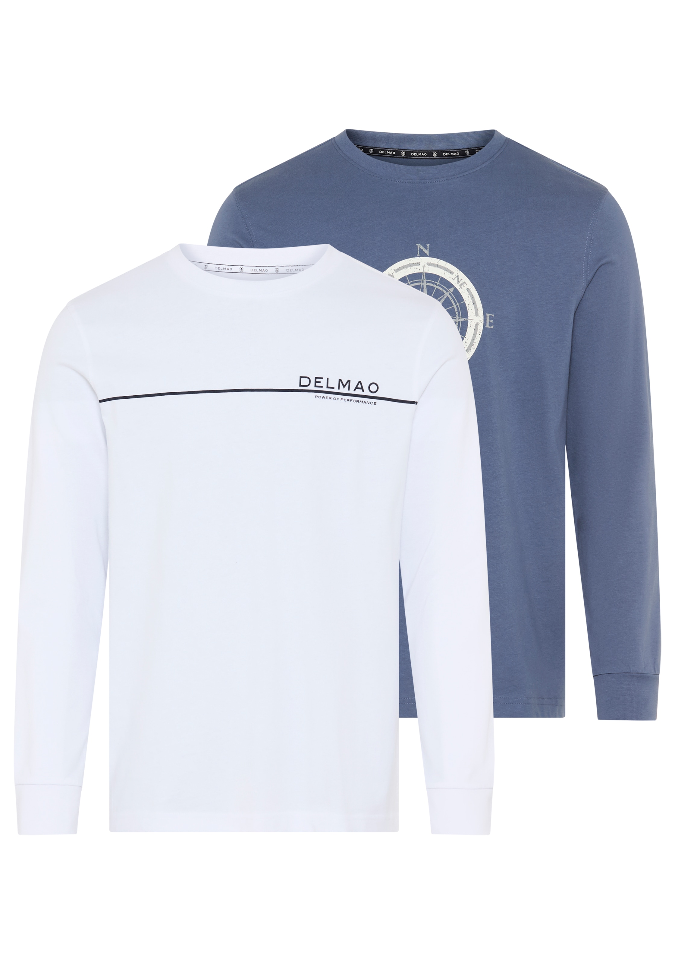 DELMAO Rundhalsshirt »Neue Kollektion« casual Stil, langarm, schmale Passform, mit Print