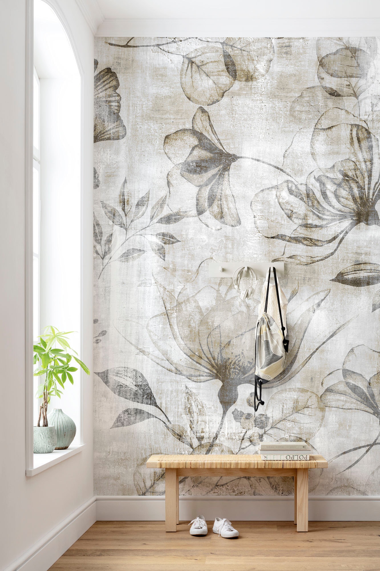 Komar Papier peint intissé »Digitaldruck Vlies -  Rustic Roses - Grösse 200 x 250 cm« imprimé lisse Wohnzimmer, Schlafzimmer
