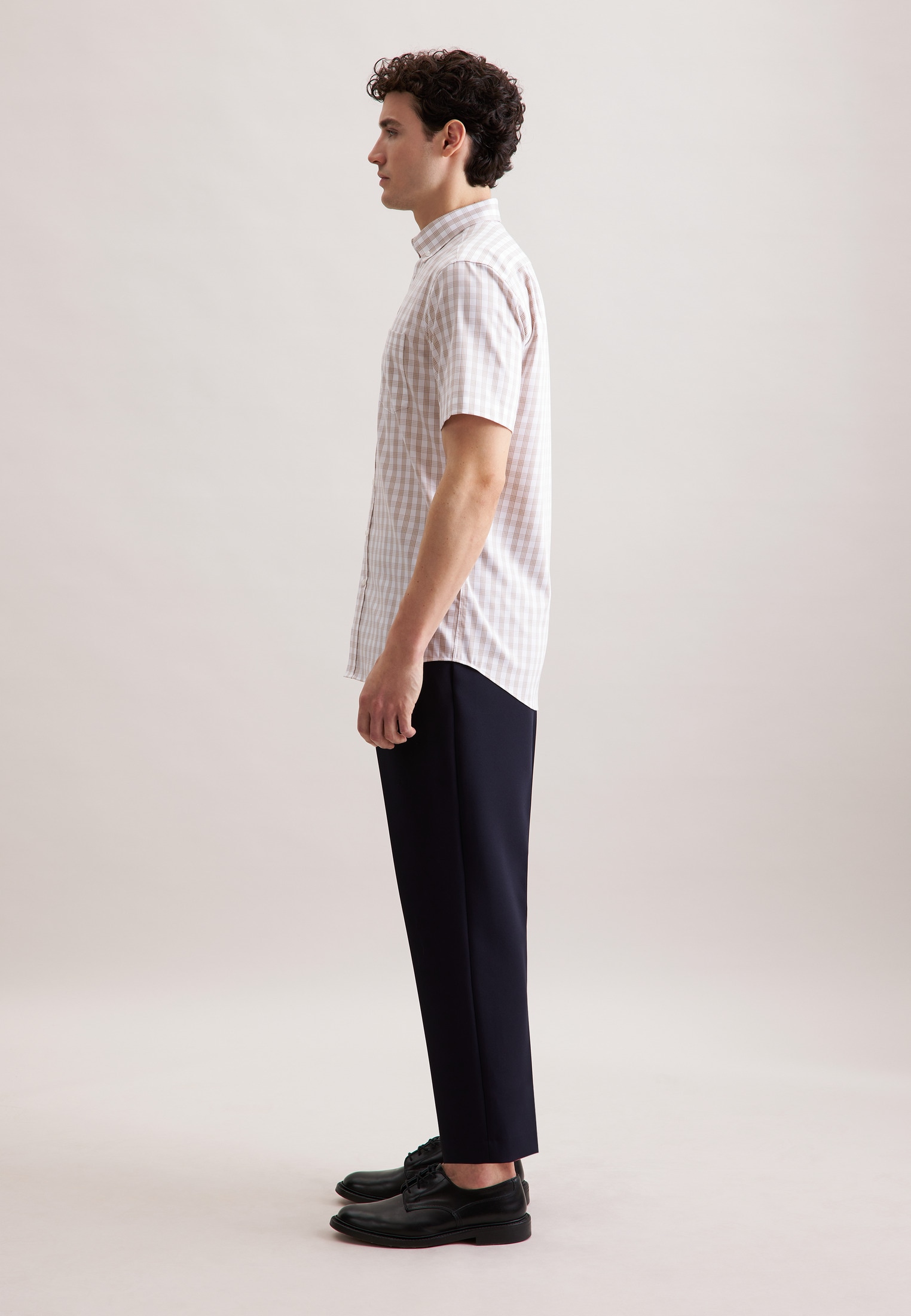 seidensticker Businesshemd »Comfort« Comfort 1/2 Button-Down-Kragen Karo