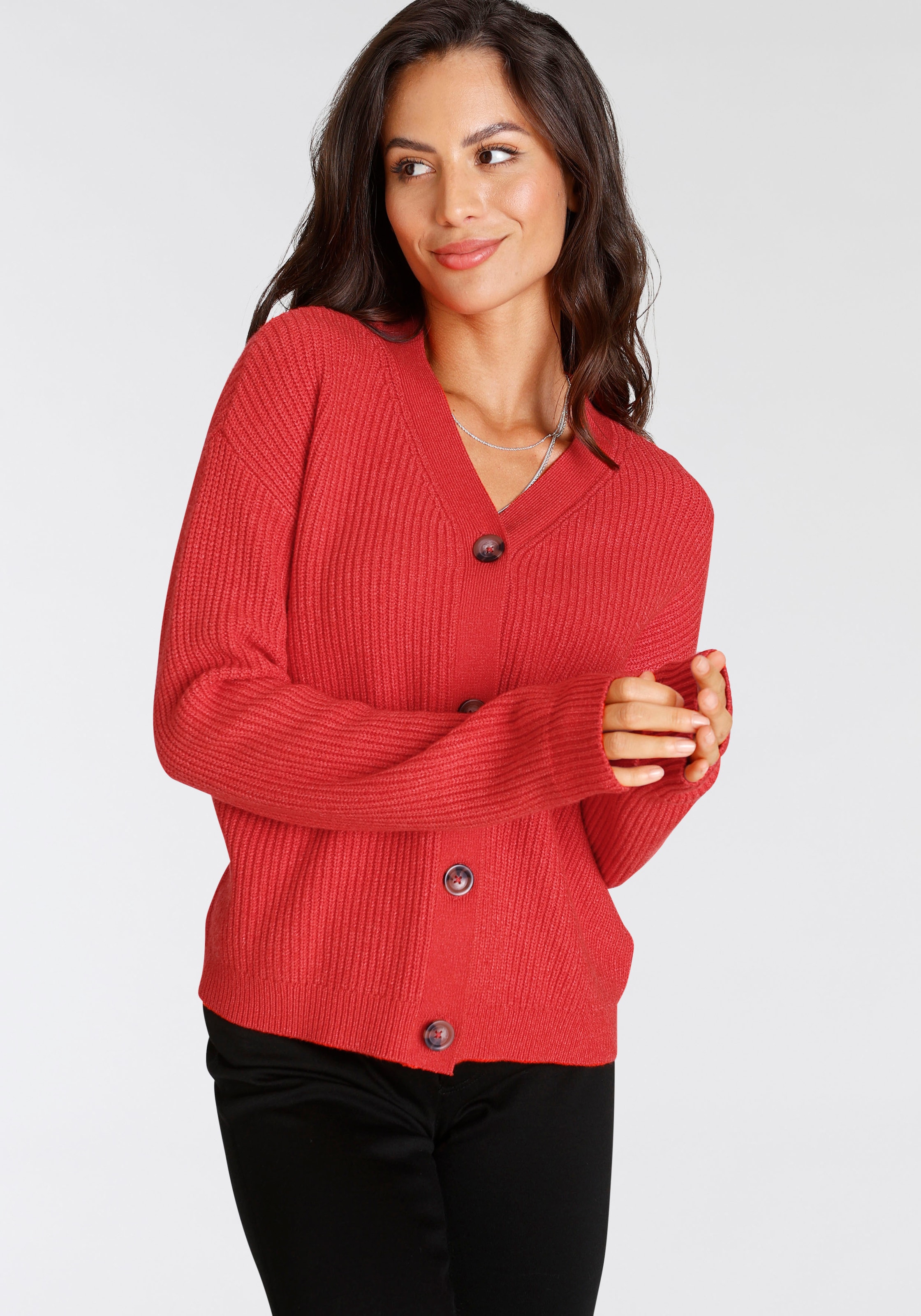Laura Scott Strickjacke Grobstrick - in modischer Kurzform