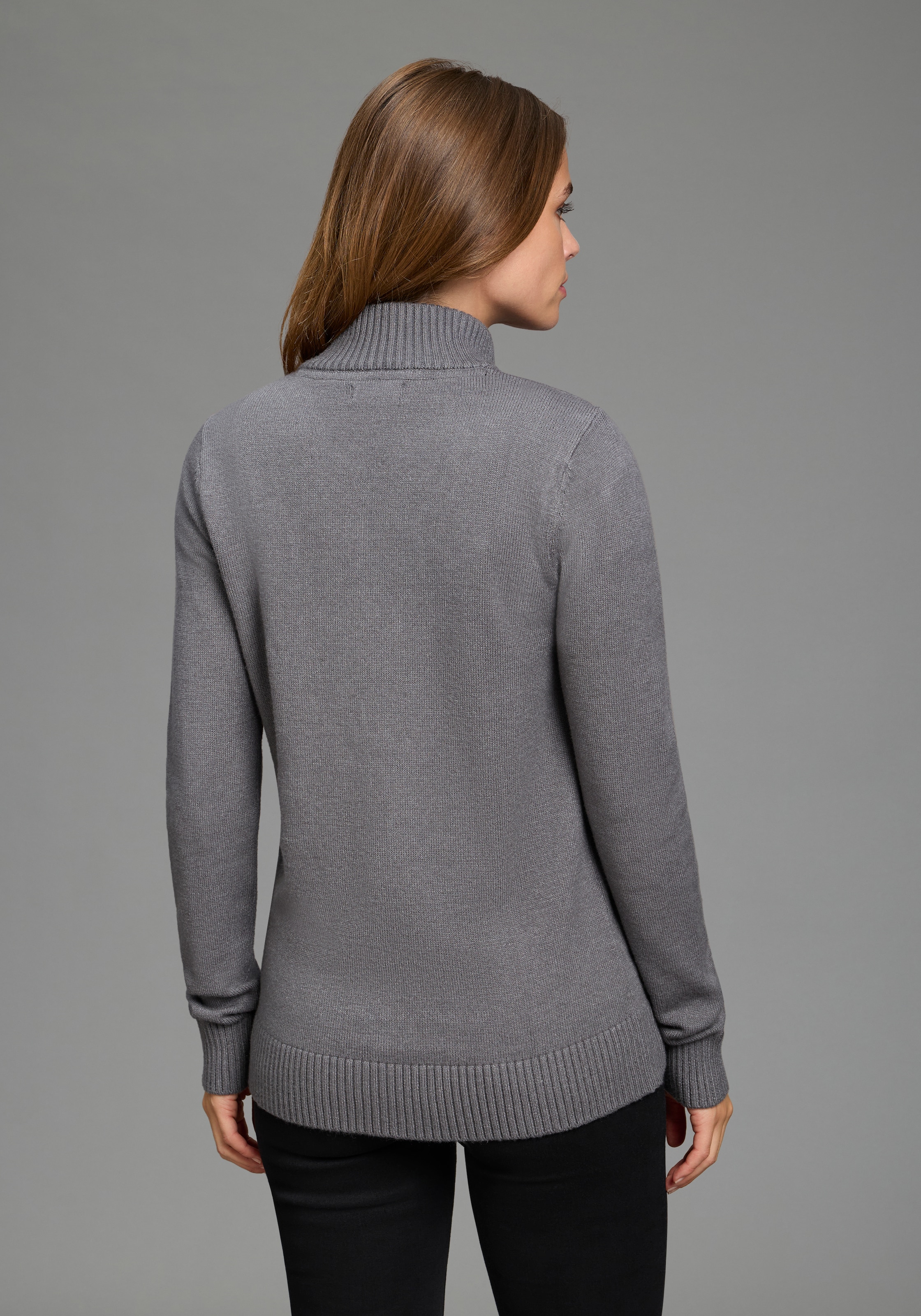 Flashlights Veste en tricot »mit Reissverschluss, figurumspielende Passform« en mélange de viscose douce, avec col montant