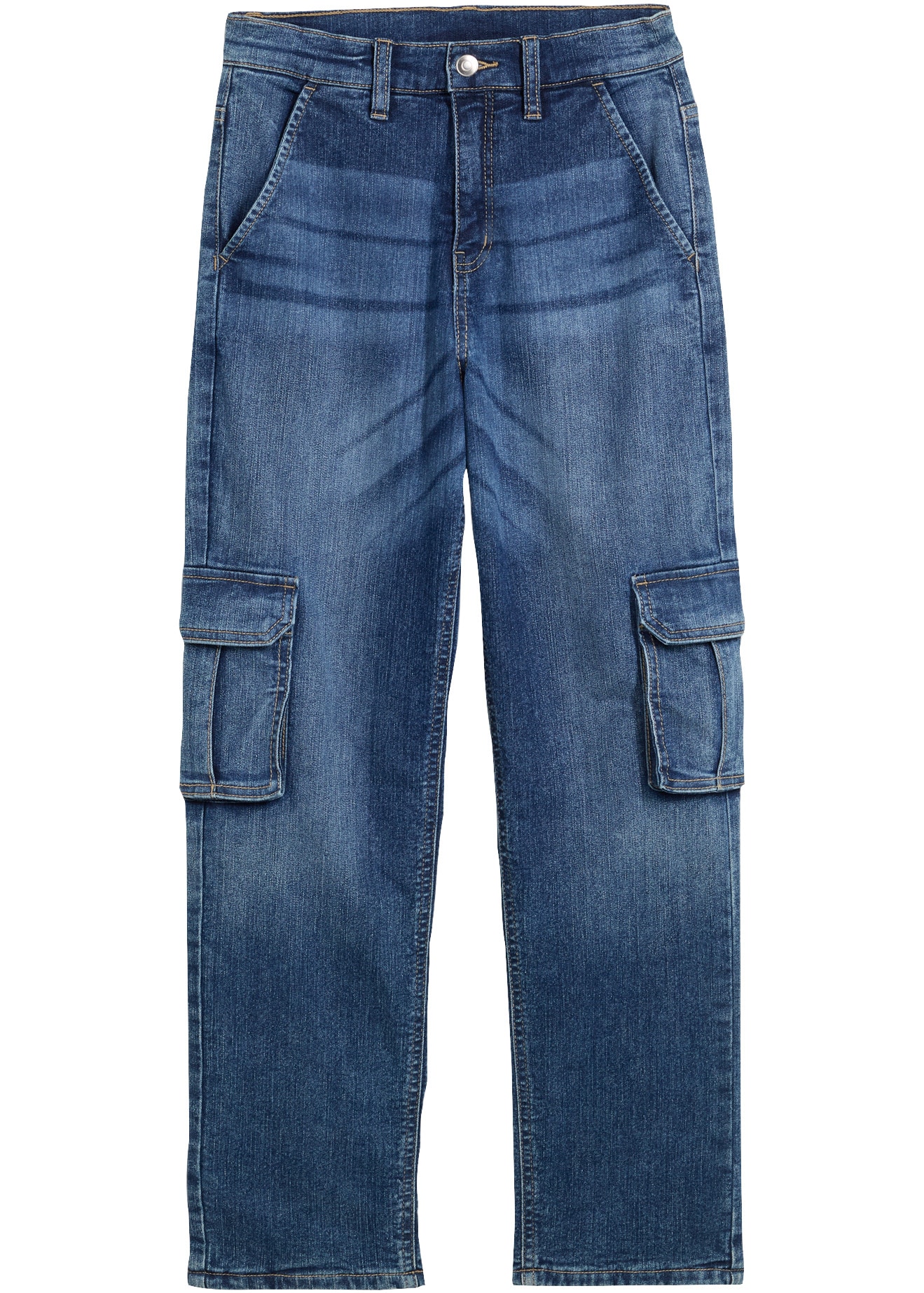 bonprix Jeans loose fit avec design cargo, en coton, polyester et élasthanne
