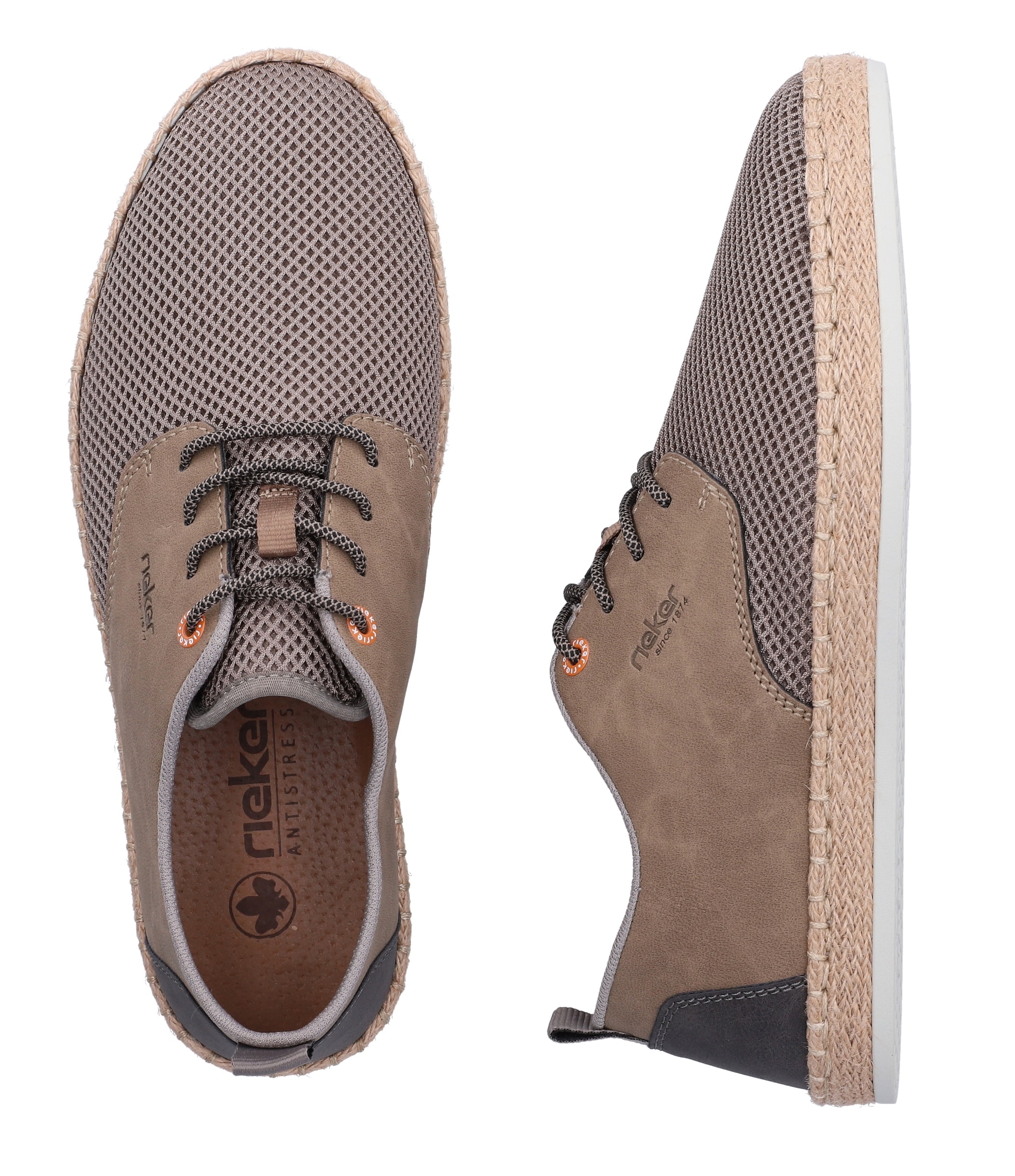 Rieker Chaussure à lacets  Chaussure basse, sneaker, à lacets avec bordure en raphia sur la semelle