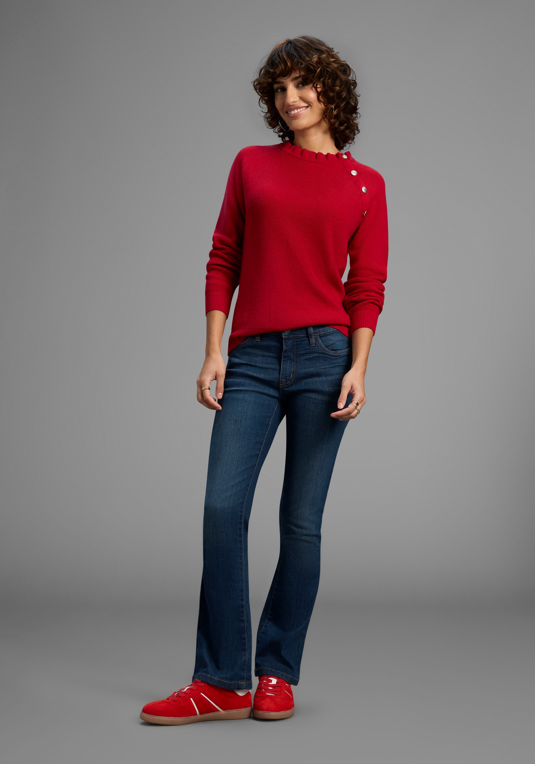 Laura Scott Strickpullover kuscheliger Winterstrick mit Kragen und Knöpfen - NEUE KOLLEKTION