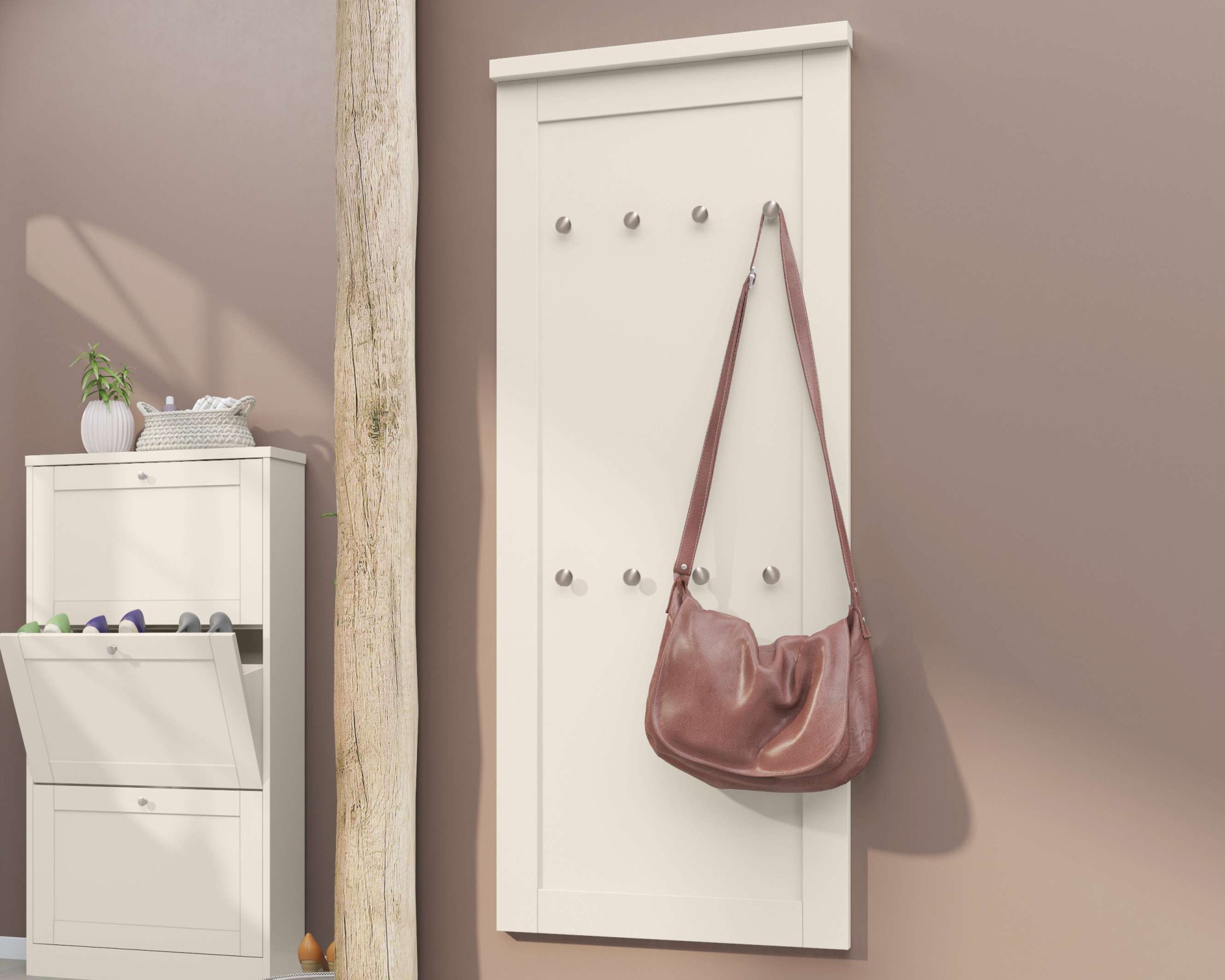 GOODproduct Panneau de vestiaire »Heide« avec 8 crochets, hauteur 120 cm, largeur 50 cm