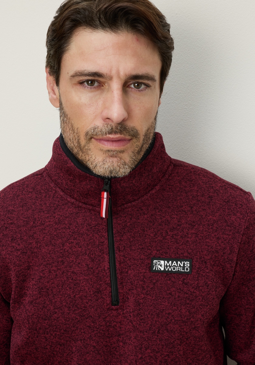 Man's World Fleecepullover , mit hoch geschlossenem Ausschnitt, melierte Optik, sportlicher Stil
