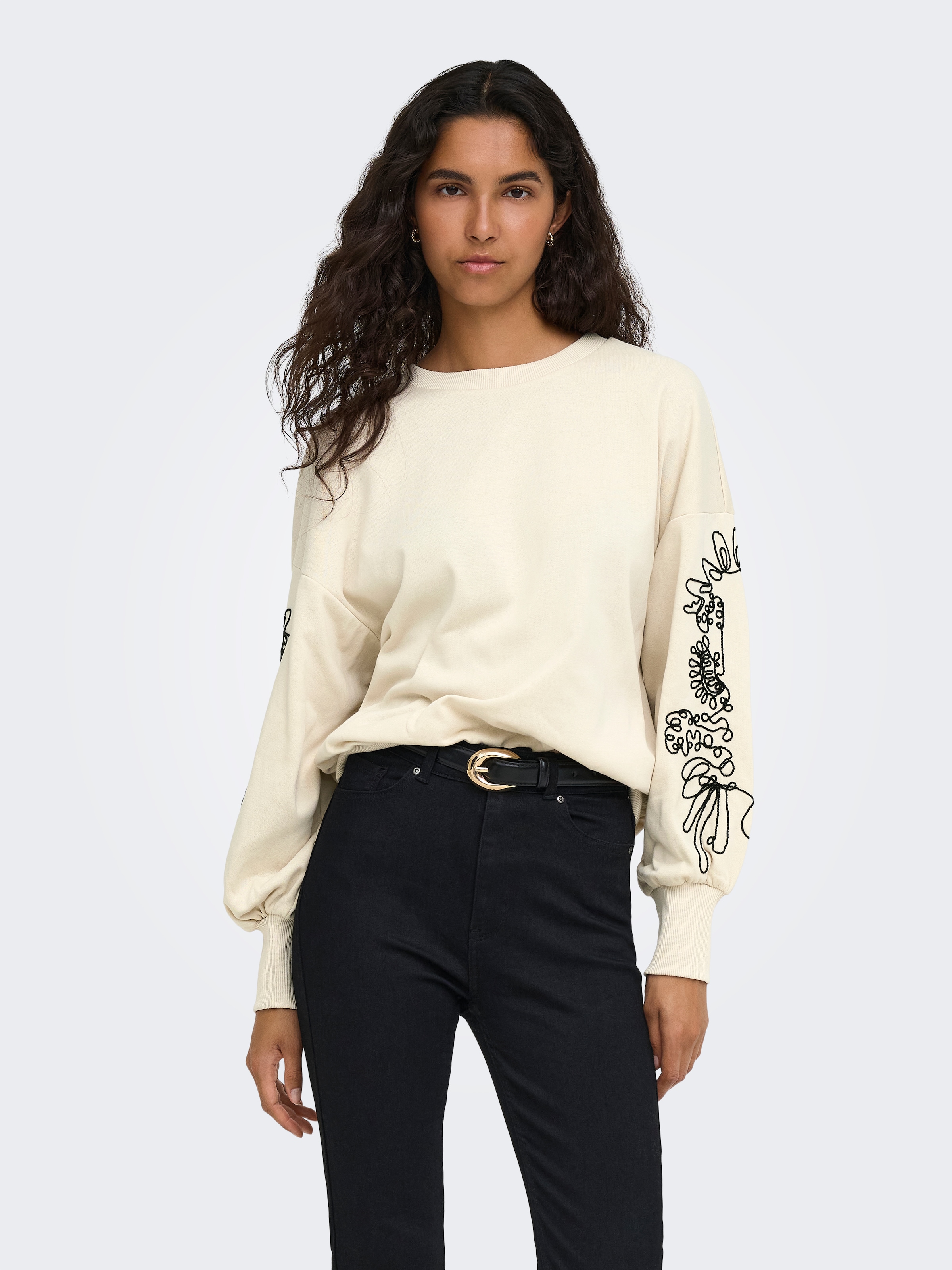 ONLY Sweat-shirt »ONLBROOKE L/S O-NECK DETAIL SWT NOOS«
