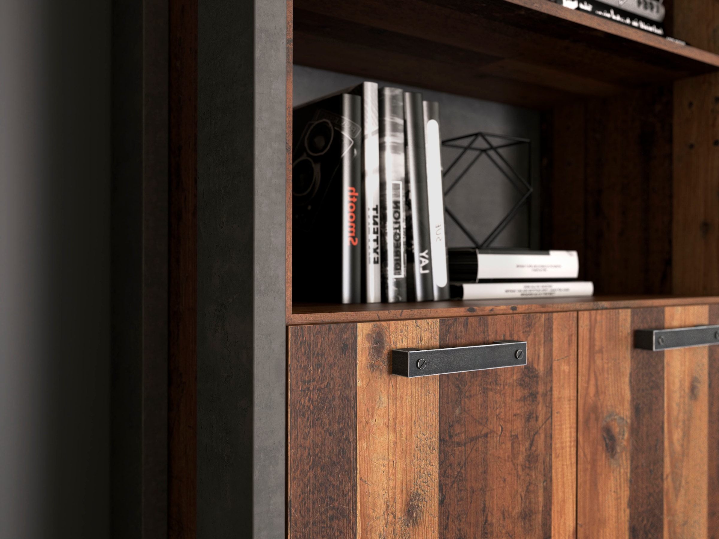 FORTE Étagère à dossiers »Clif« bibliothèque, largeur 86 cm, grand espace de rangement avec 2 portes