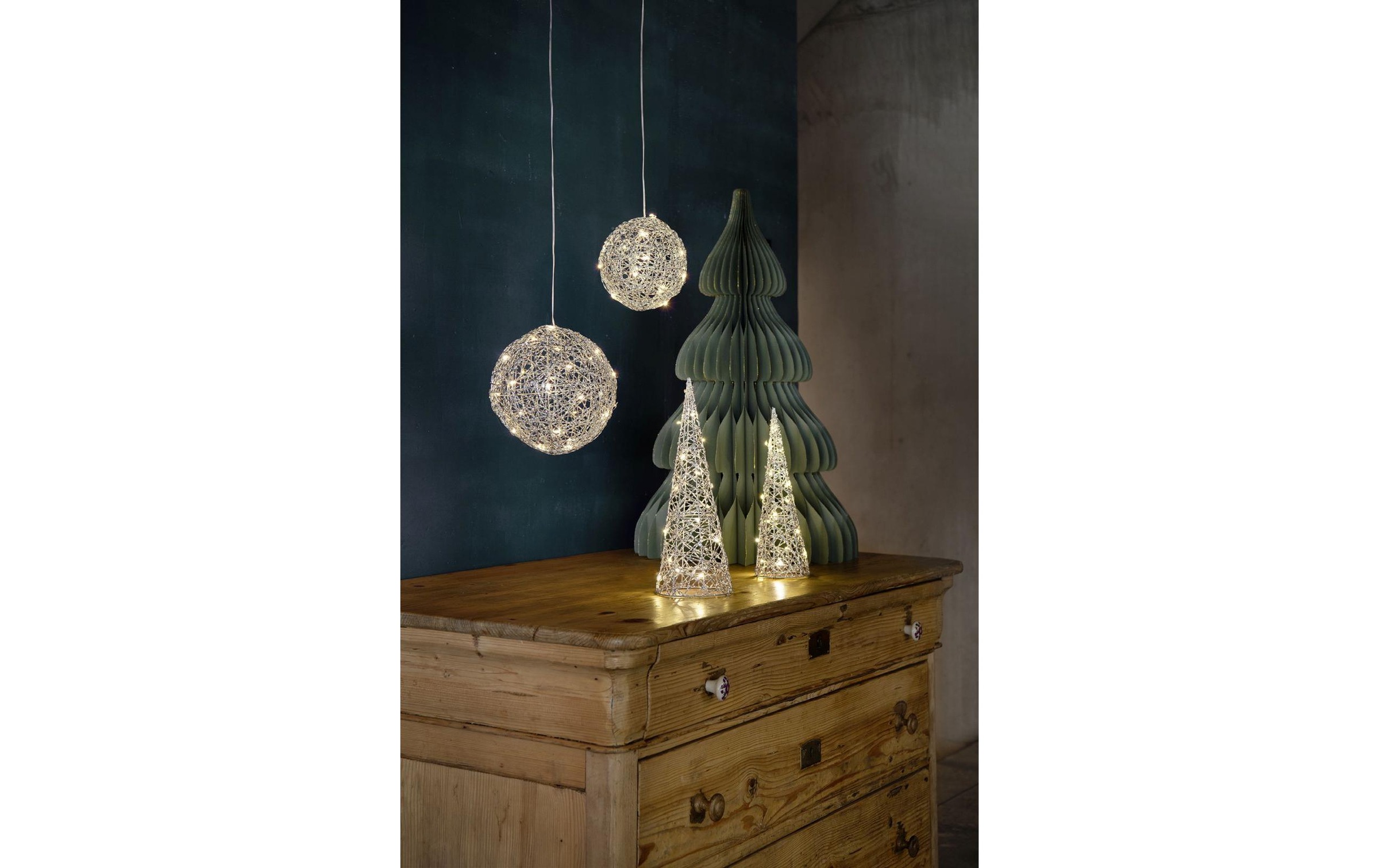 STT LED Dekofigur »Silber Baum Set 2 Stk.« Warmweiss