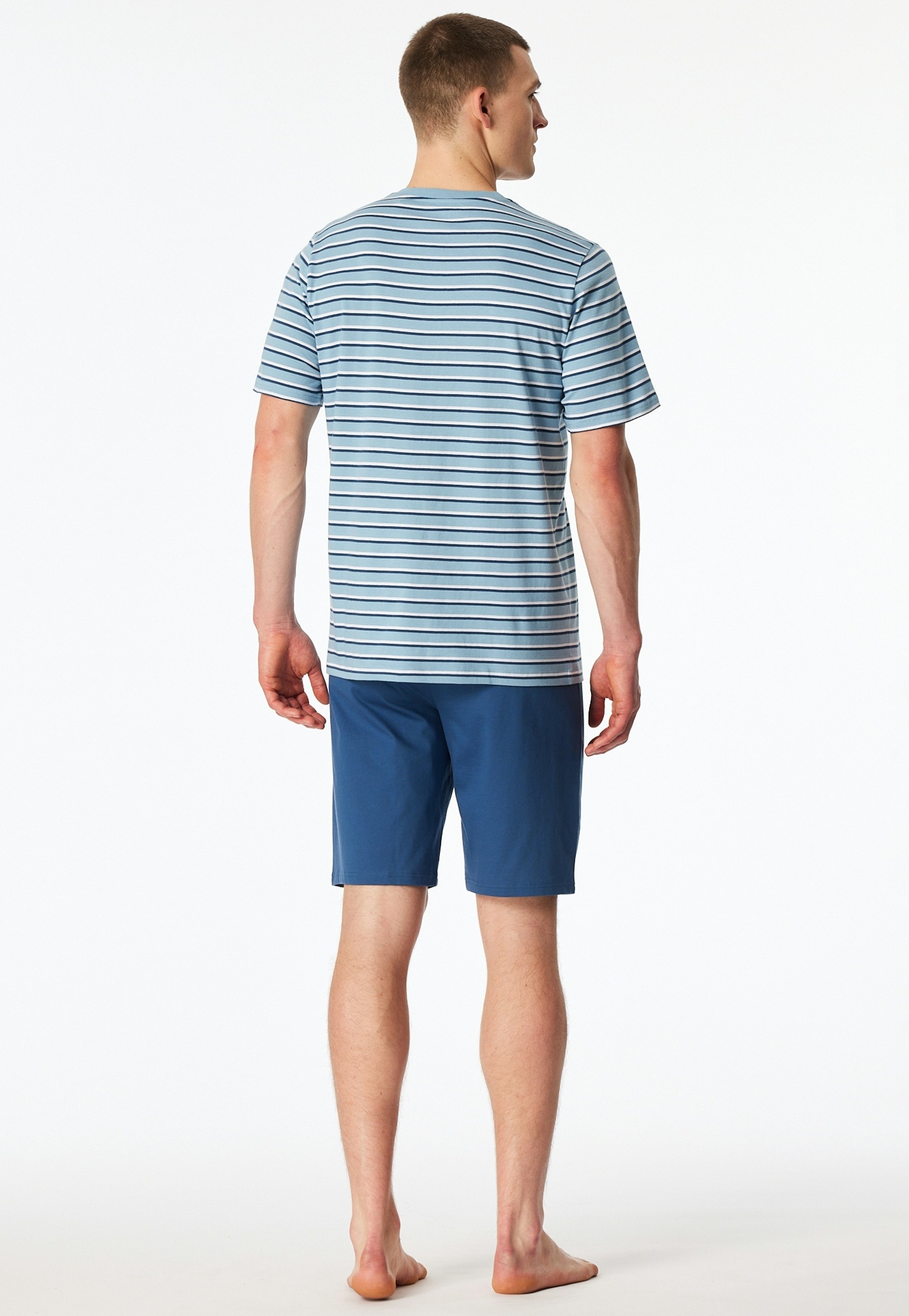 Schiesser Shorty »Casual Nightwear« 2 mit gestreiftem Oberteil, Rundhalsausschnitt und kurzen Ärmeln