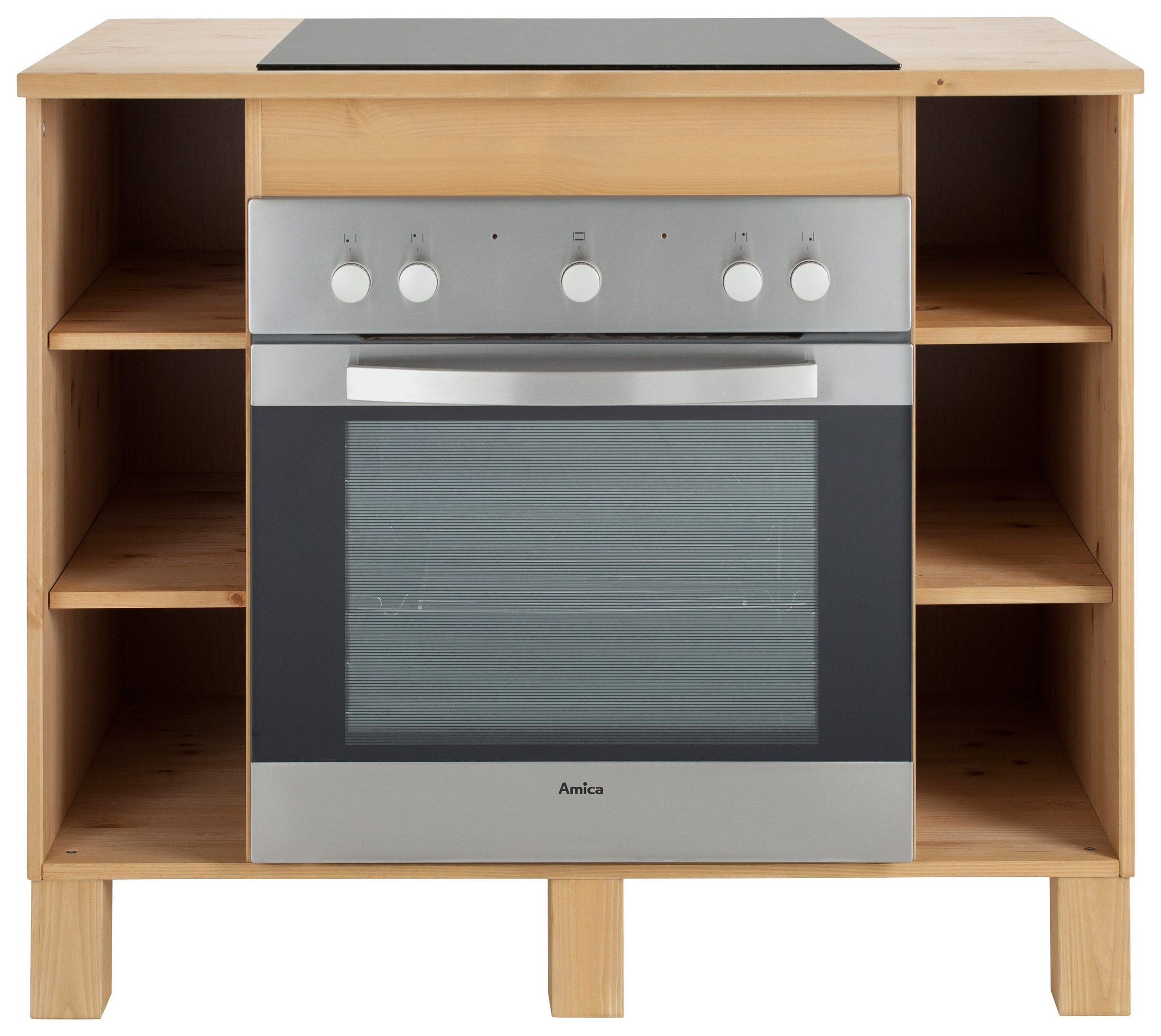 Home affaire Herdumbauschrank »Oslo« 100 cm breit, in 2 Tiefen, massiver Kiefer, mit 23 mm Arbeitsplatte